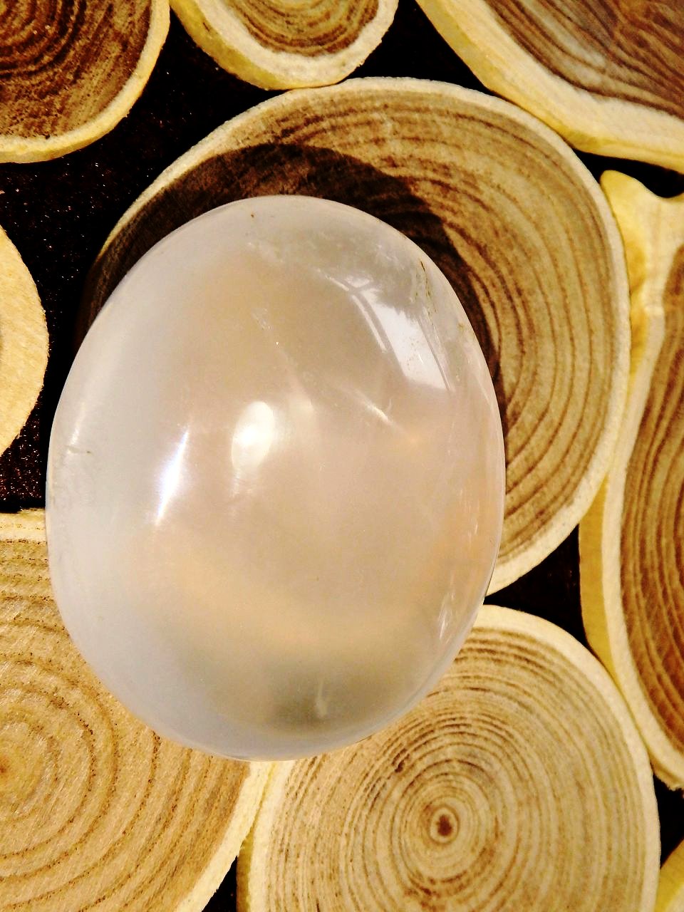 Optical White Girasol Hand Held Palm Stone 1 - Earth Family Crystals