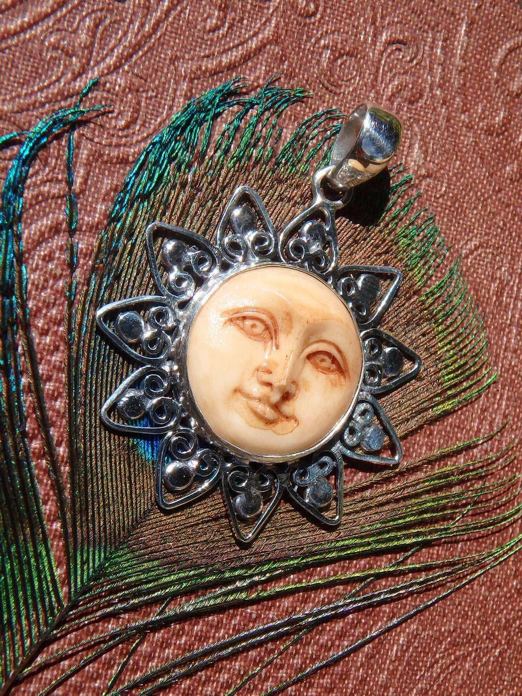 Goddess Sun Bone  Pendant in Sterling Silver (Includes Silver Chain)1 - Earth Family Crystals