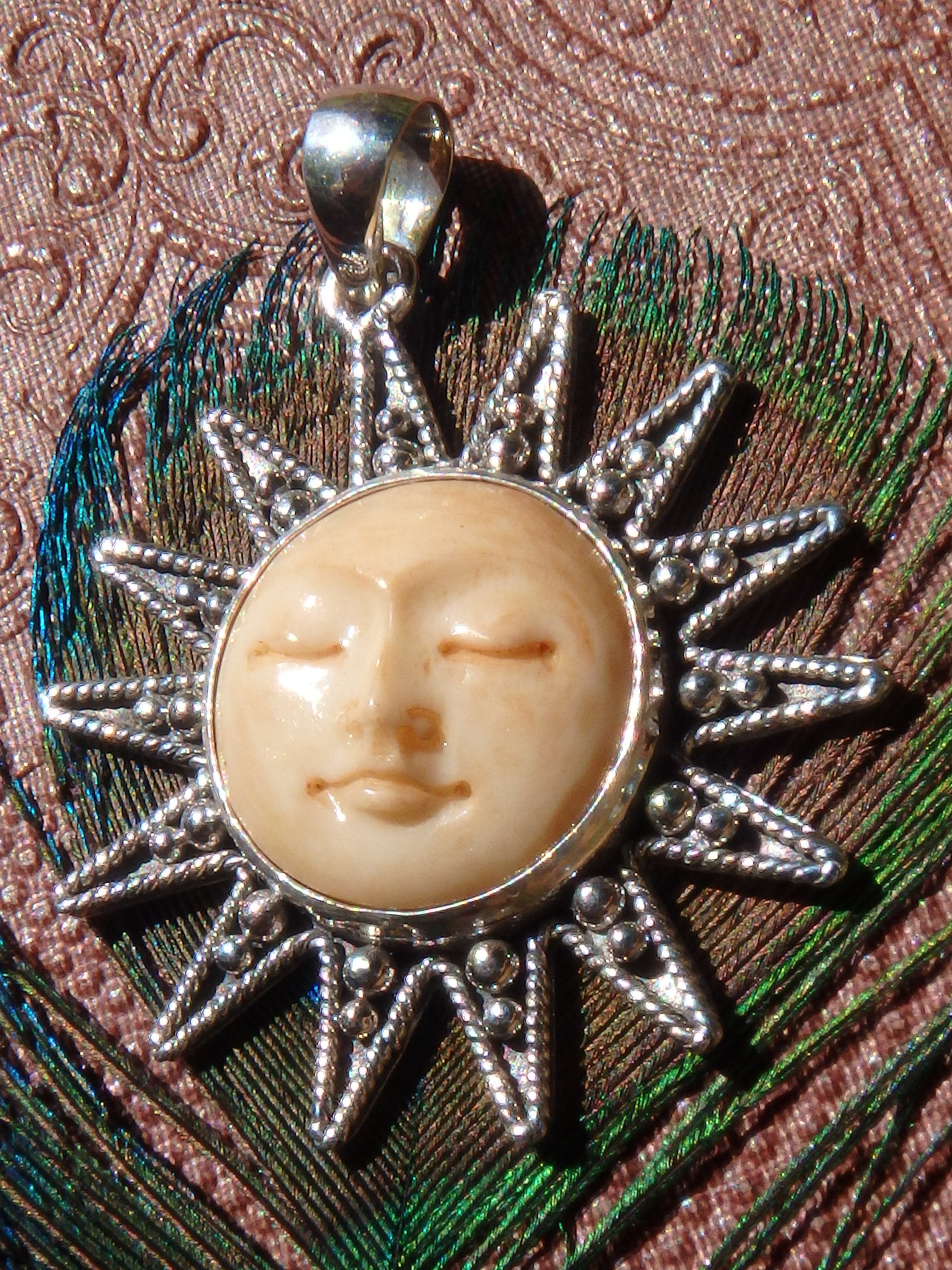 Sleeping Goddess Sun Bone  Pendant in Sterling Silver (Includes Silver Chain) - Earth Family Crystals