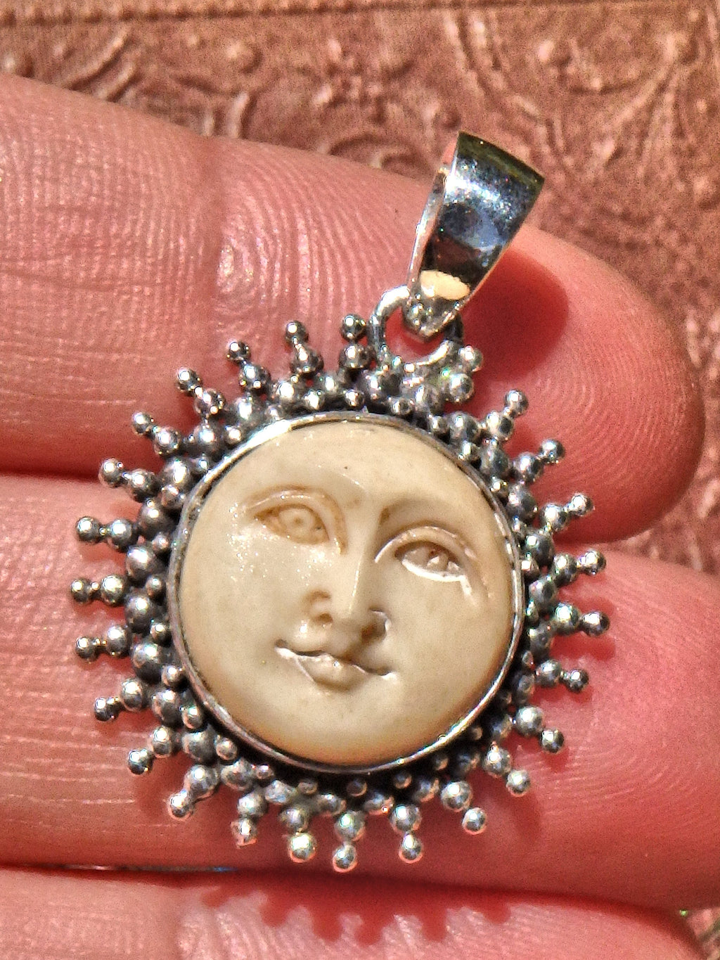 Golden Goddess Sun Bone  Pendant in Sterling Silver (Includes Silver Chain)1 - Earth Family Crystals
