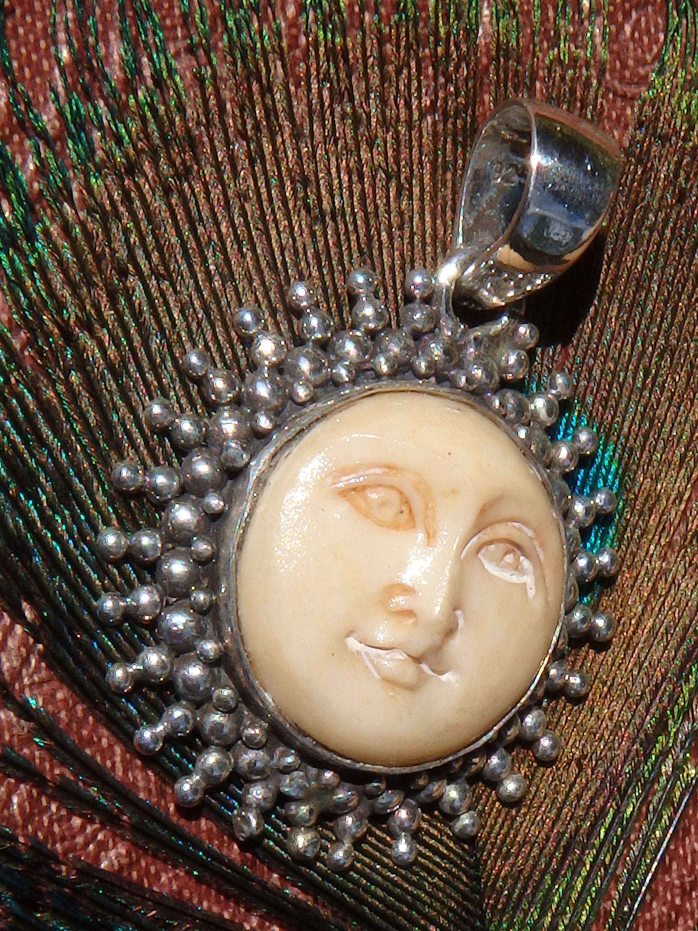 Golden Goddess Sun Bone  Pendant in Sterling Silver (Includes Silver Chain)1 - Earth Family Crystals