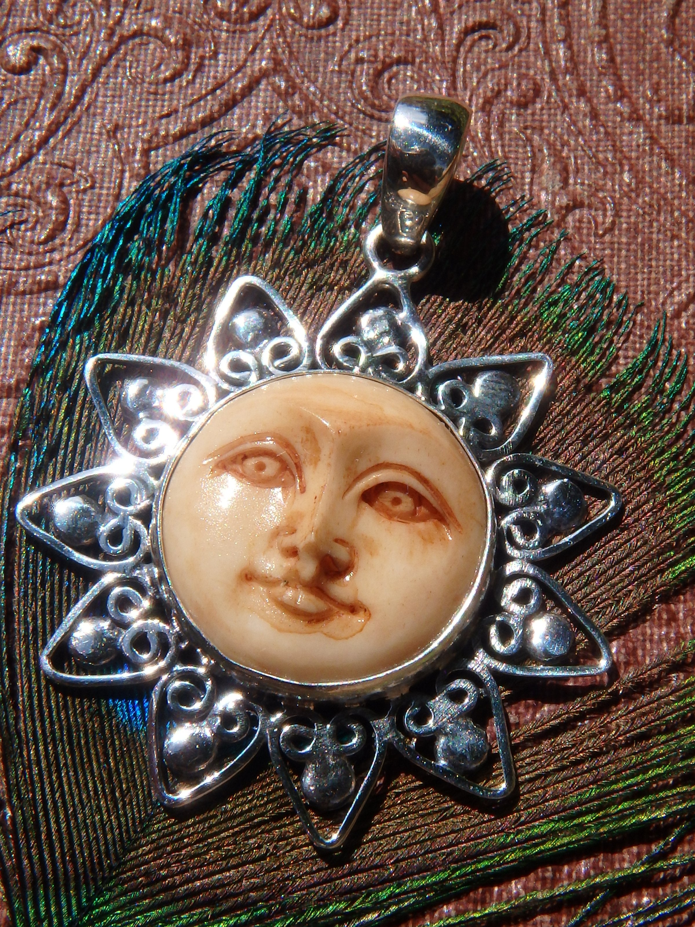 Goddess Sun Bone  Pendant in Sterling Silver (Includes Silver Chain)1 - Earth Family Crystals