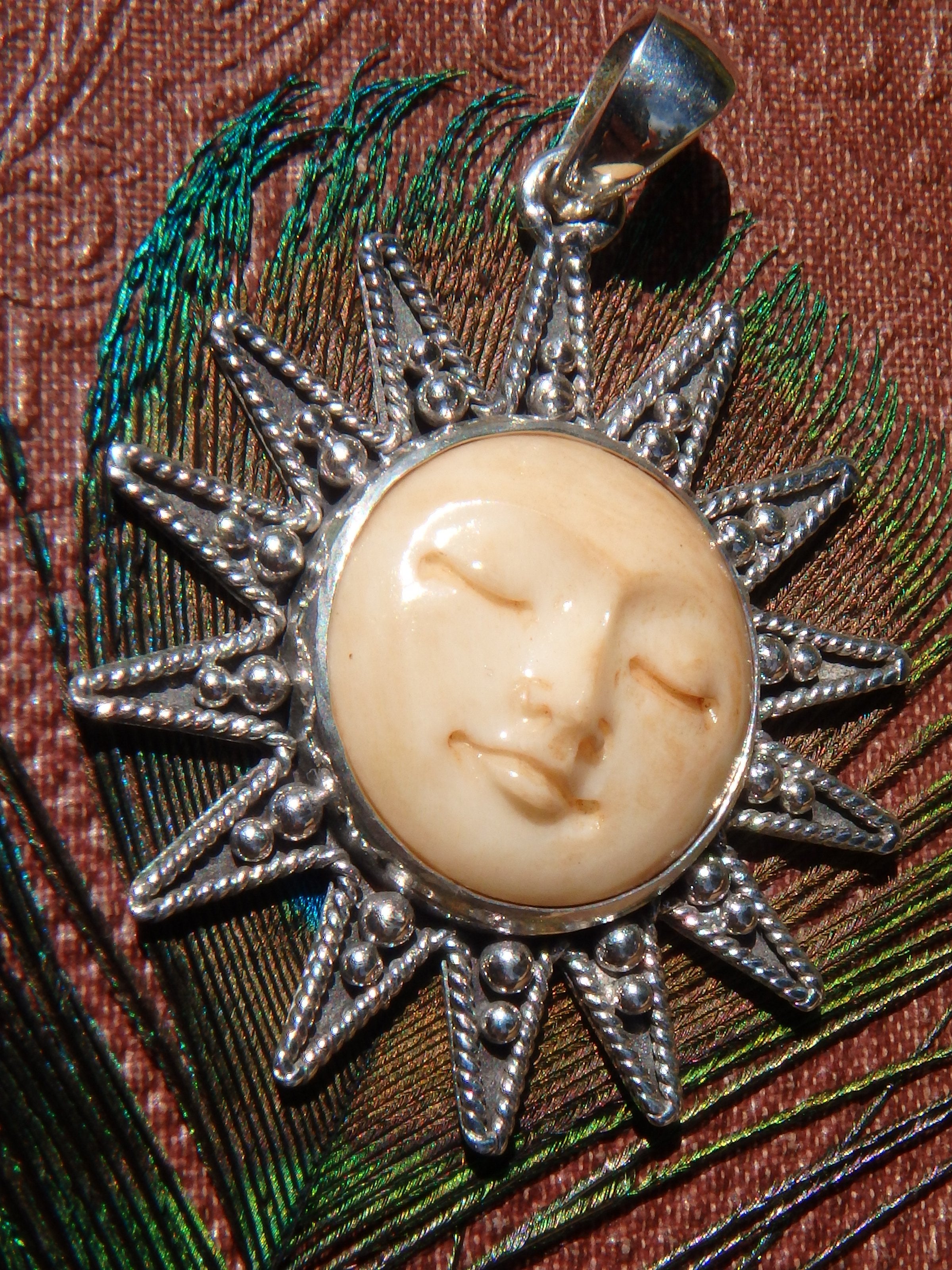 Sleeping Goddess Sun Bone  Pendant in Sterling Silver (Includes Silver Chain) - Earth Family Crystals