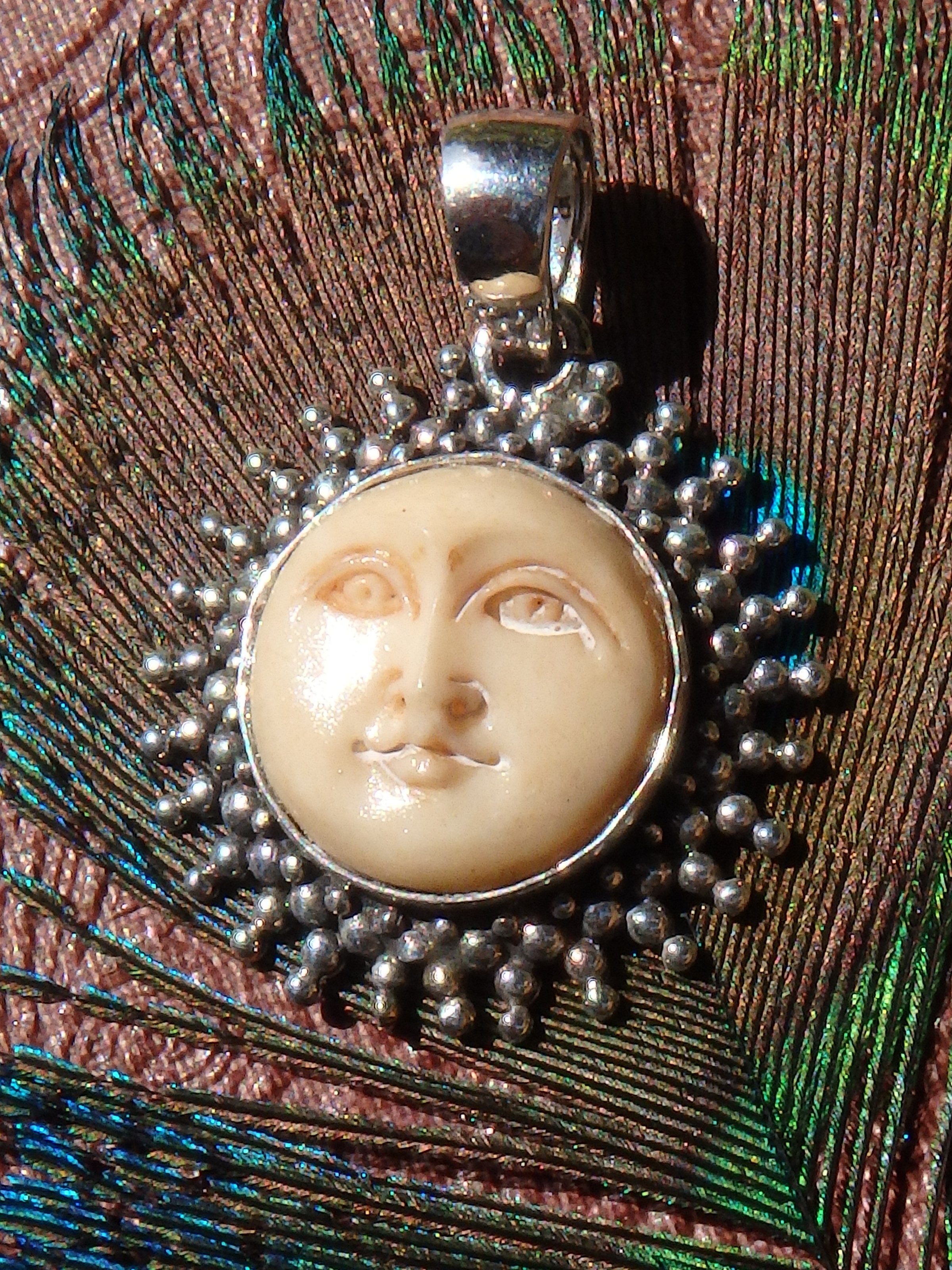 Golden Goddess Sun Bone  Pendant in Sterling Silver (Includes Silver Chain)1 - Earth Family Crystals