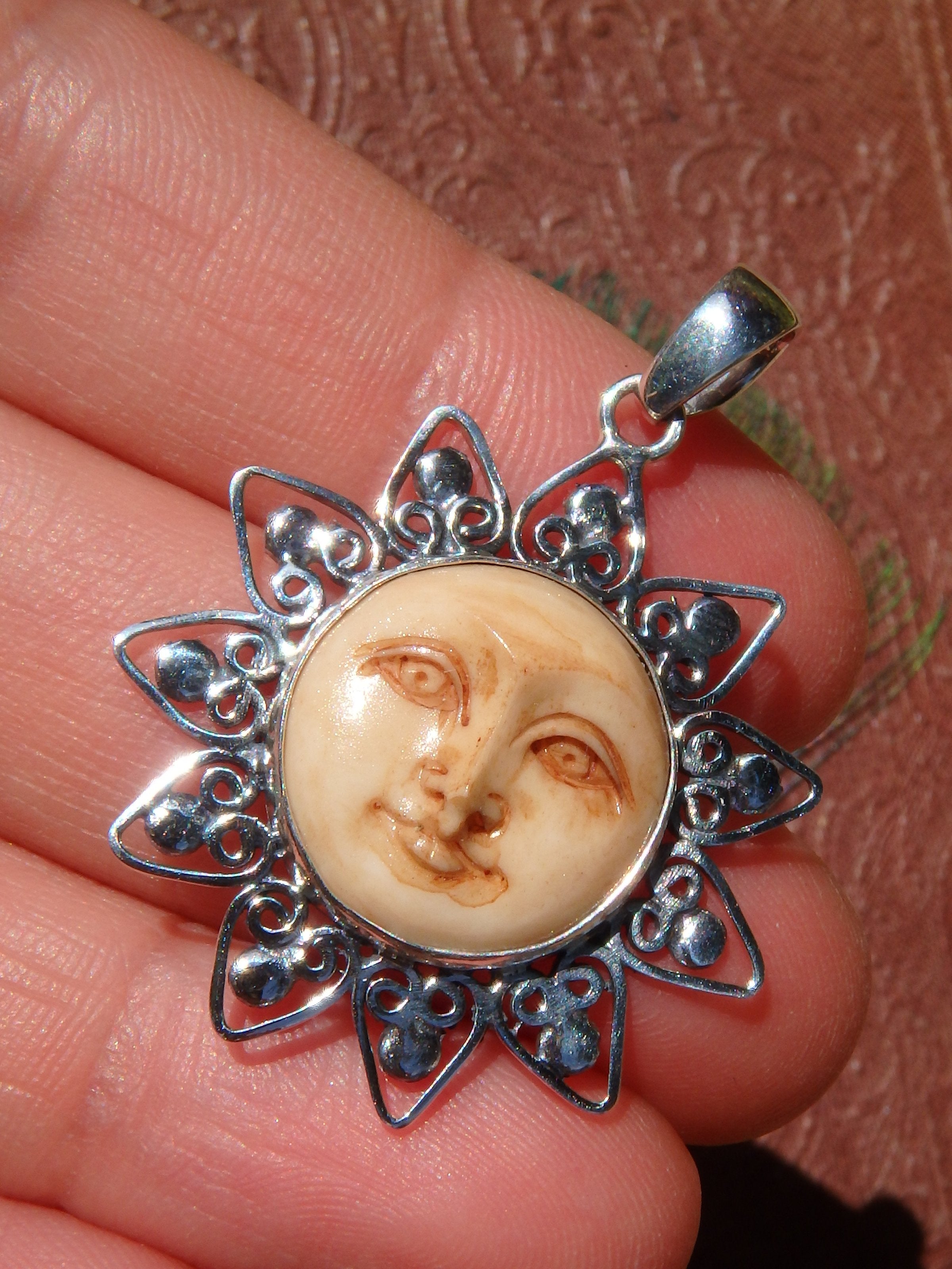 Goddess Sun Bone  Pendant in Sterling Silver (Includes Silver Chain)1 - Earth Family Crystals