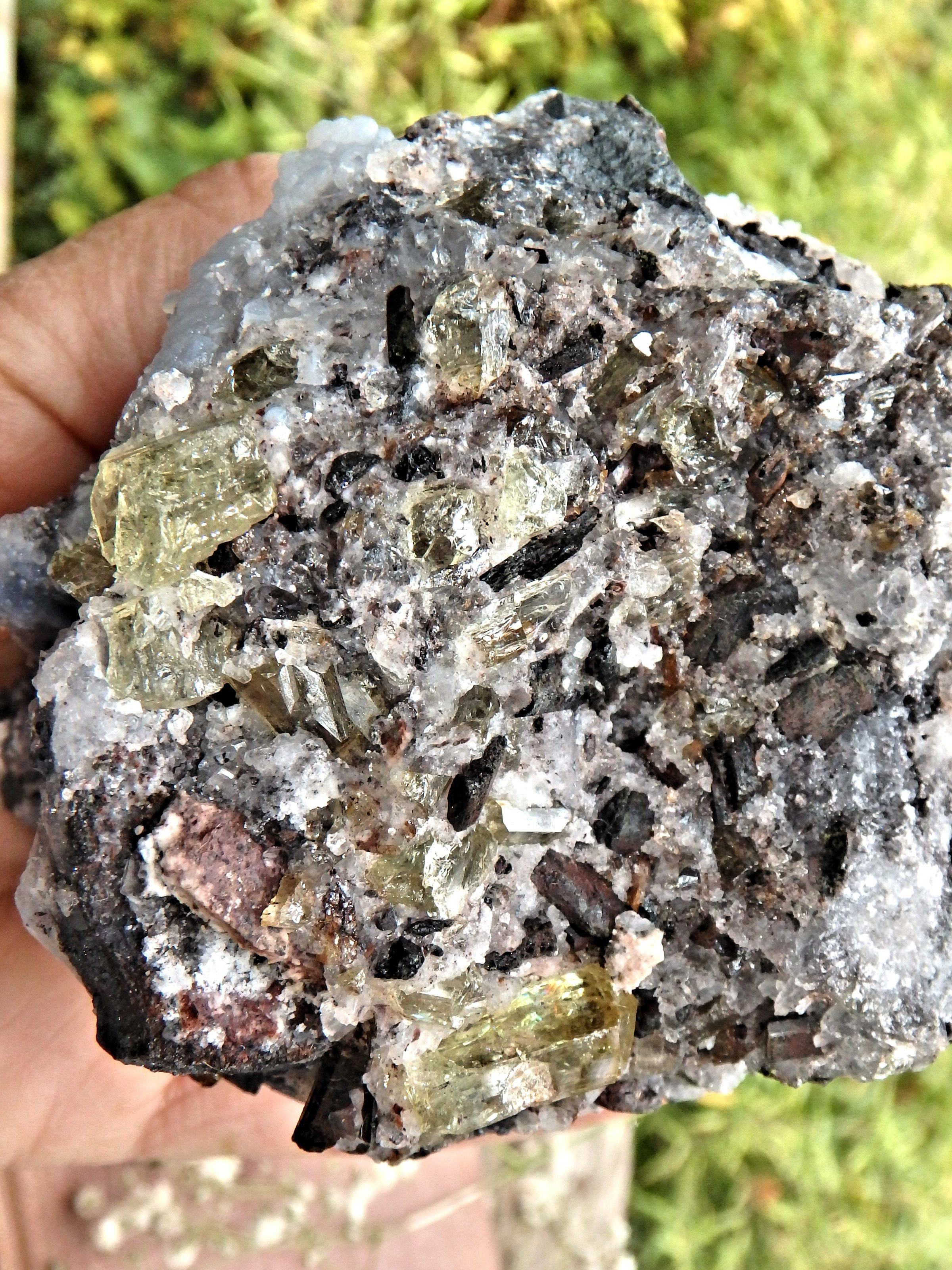 Chunky Large Golden Apatite Points Nestled In Matrix - Earth Family Crystals