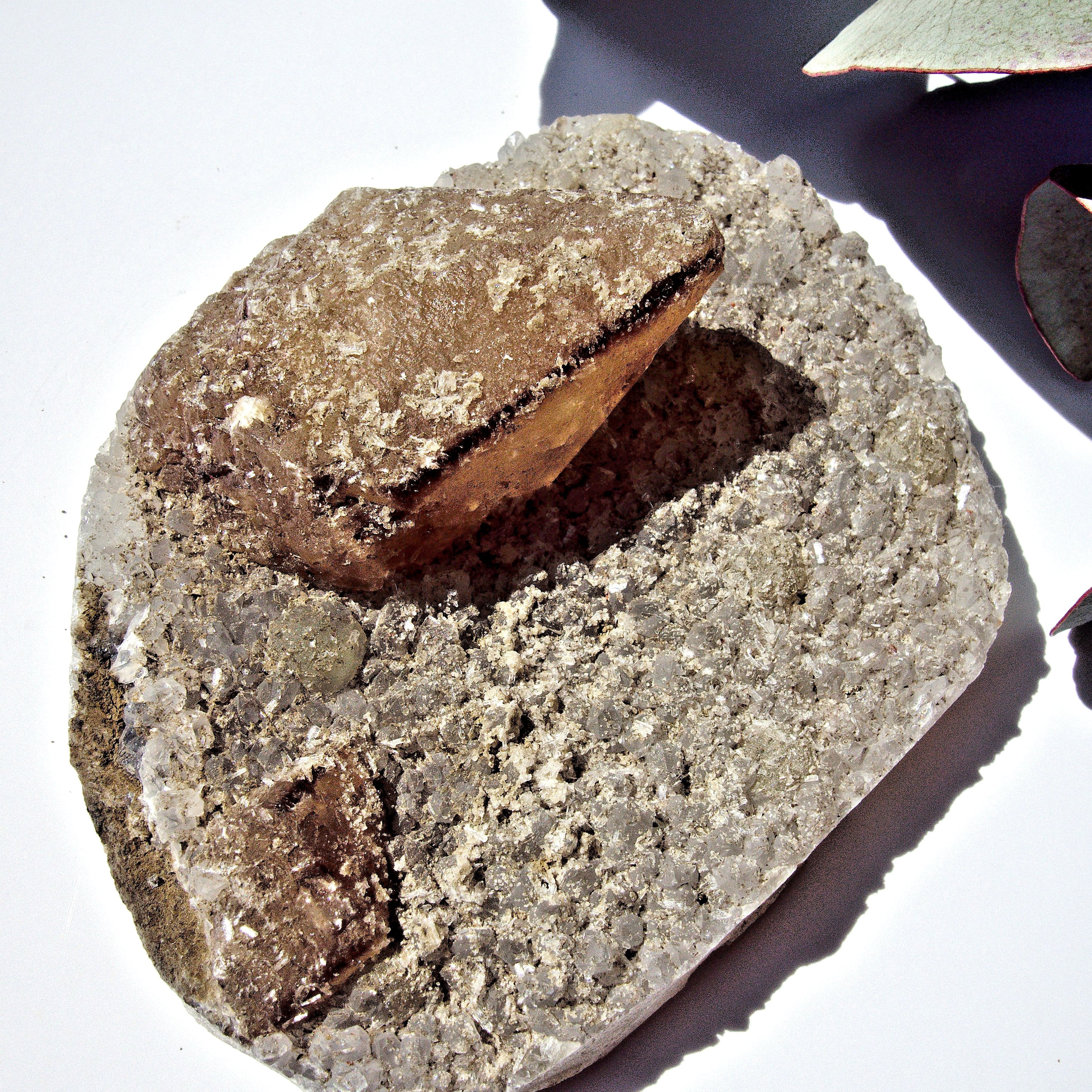 Unique Golden Calcite Point Nestled on Matrix From India - Earth Family Crystals