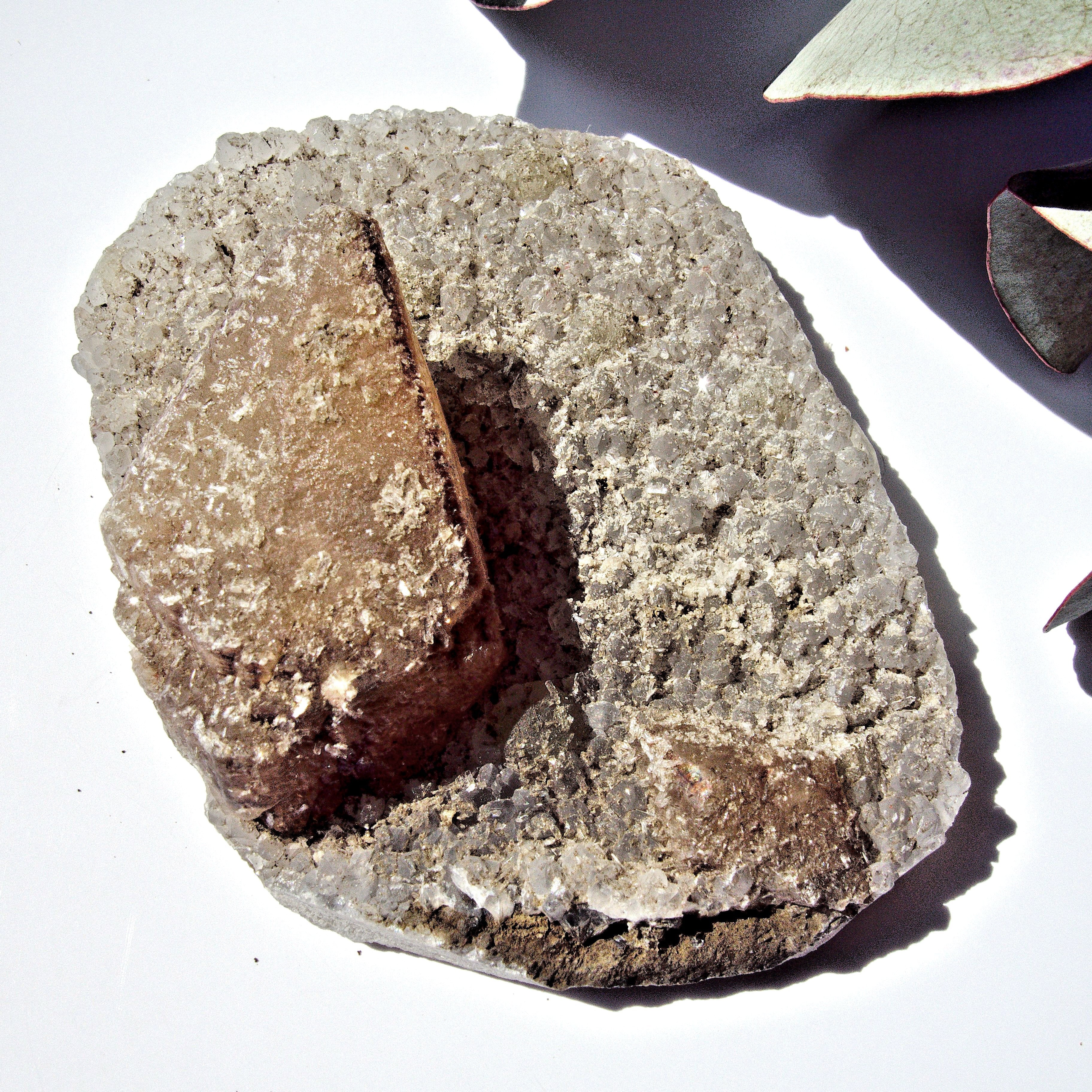 Unique Golden Calcite Point Nestled on Matrix From India - Earth Family Crystals