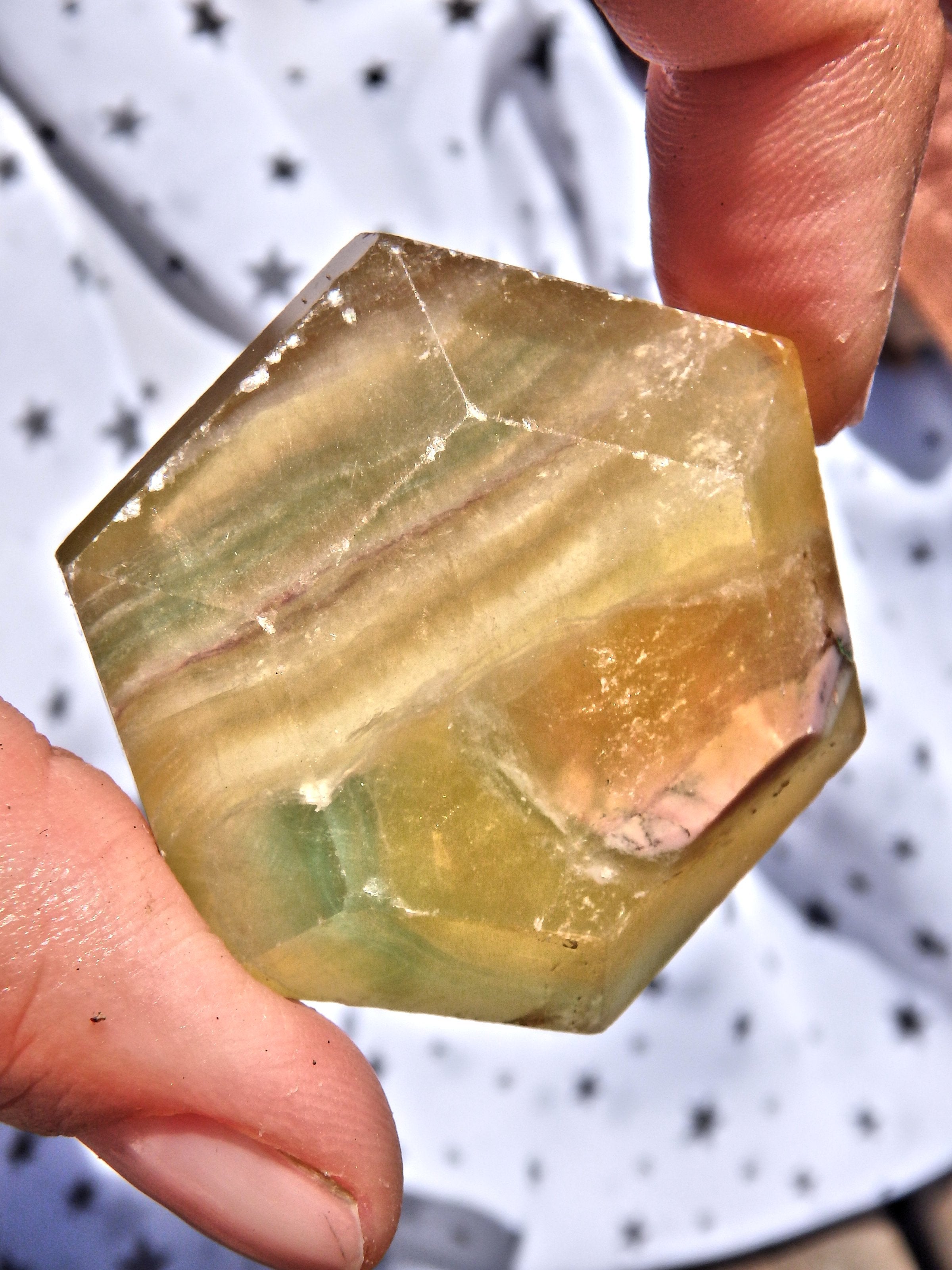 Unusual & Uplifting Golden Fluorite Carving 2 - Earth Family Crystals