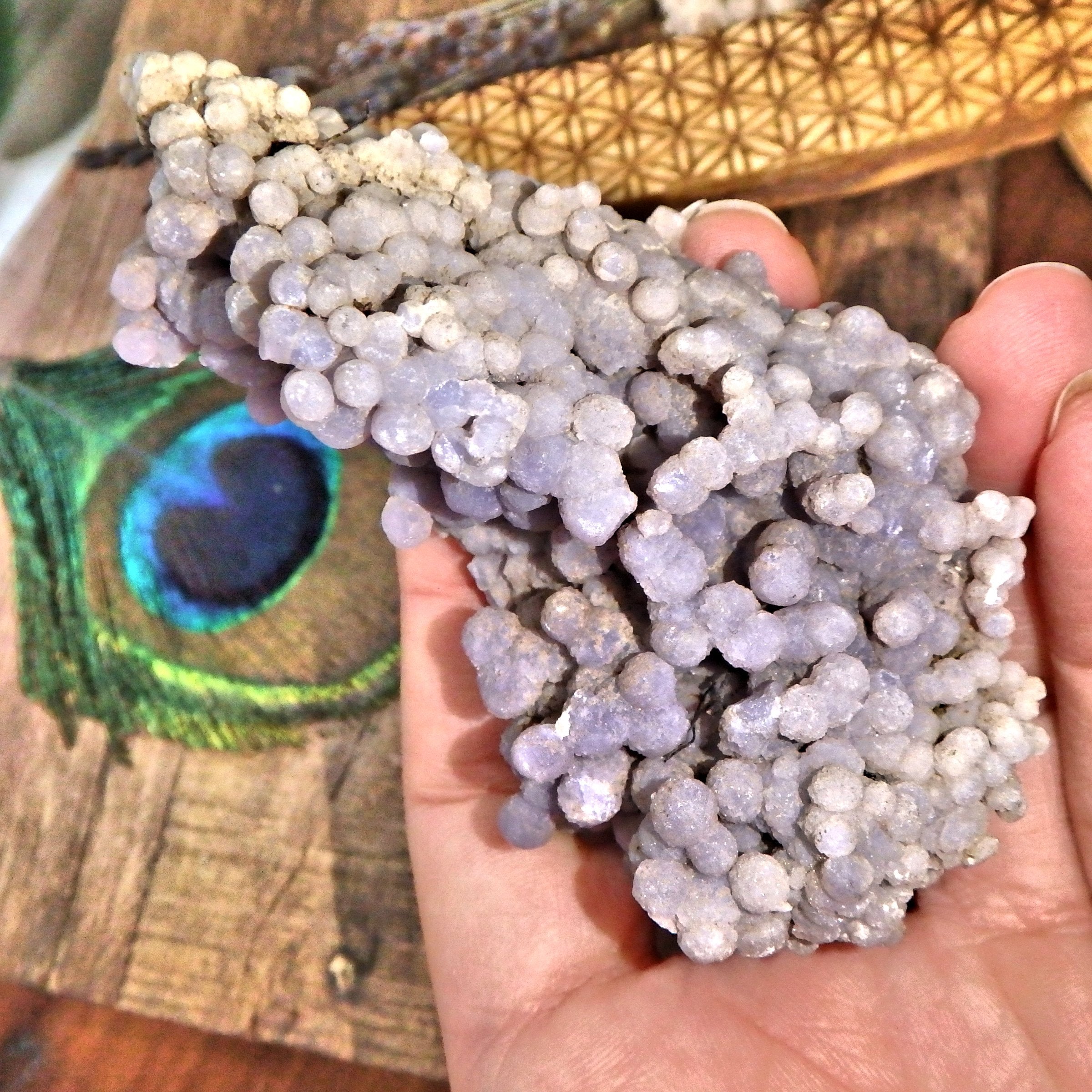 Purple & White Orb Cluster of Grape Agate From Indonesia