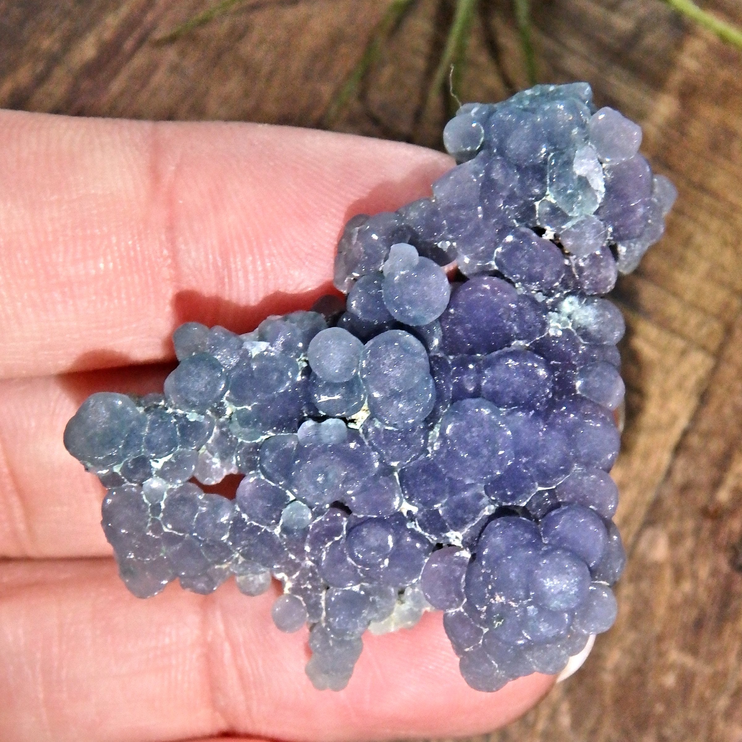 Silky Deep Green & Purple Natural Grape Agate Handheld Specimen From Indonesia