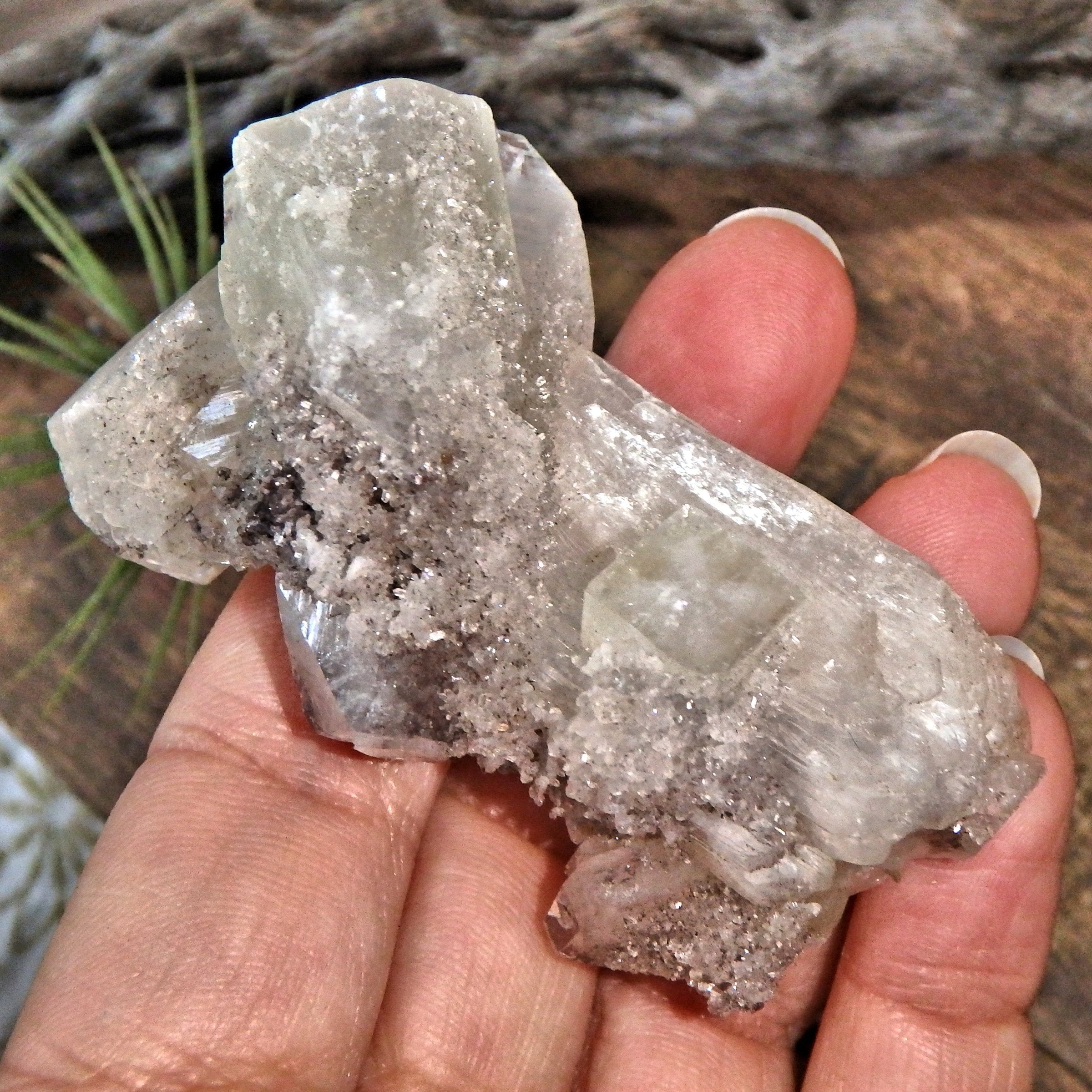 Fantastic Frosted Stilbite & Clear & Green Apophyllite Cluster - Earth Family Crystals