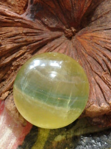 Vibrant Golden & Green Fluorite Small Sphere Carving 2 - Earth Family Crystals