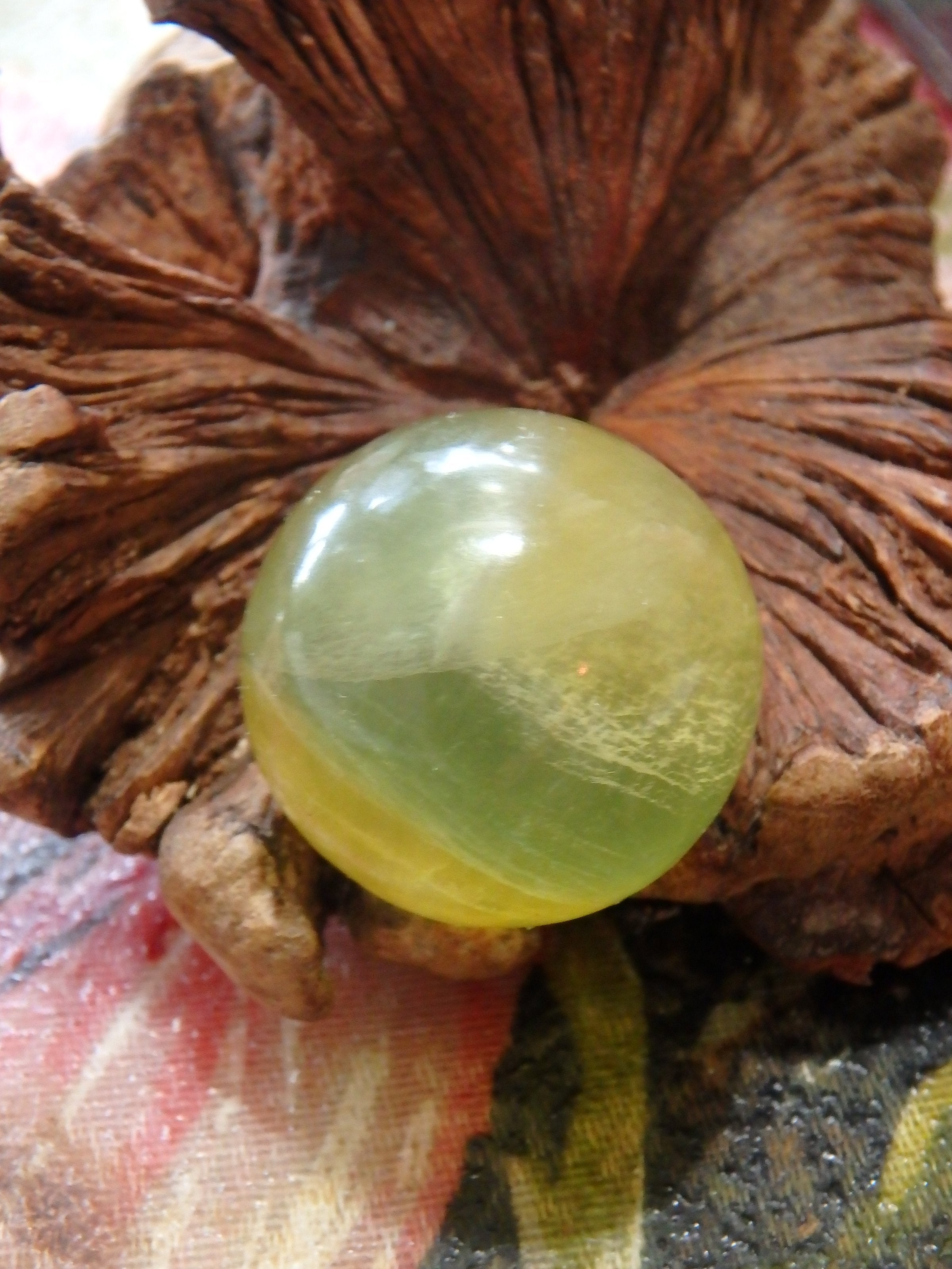 Vibrant Golden & Green Fluorite Small Sphere Carving 1 - Earth Family Crystals