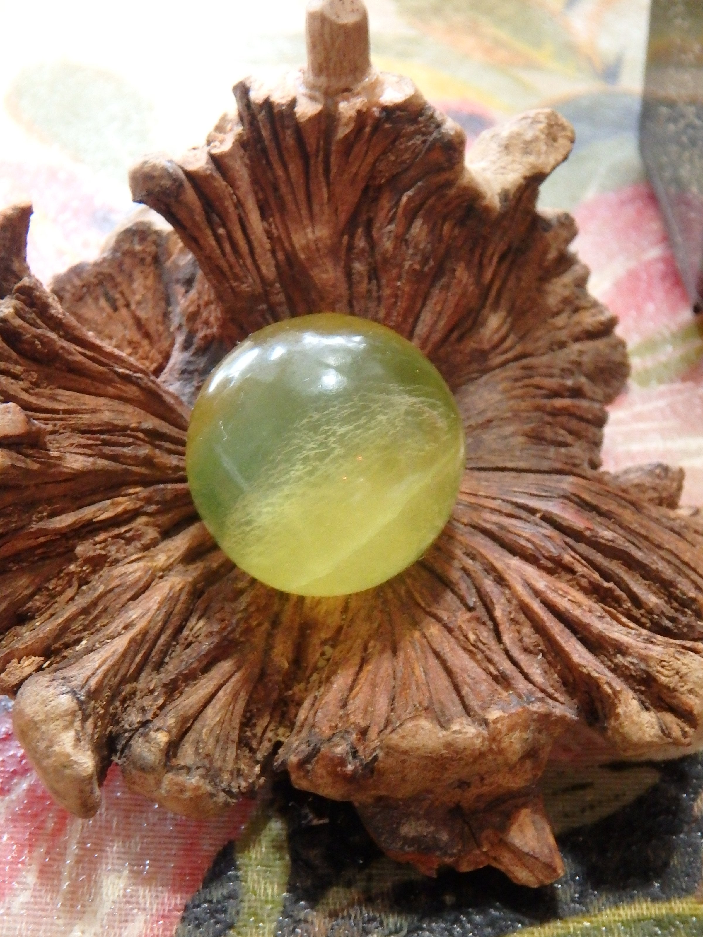 Vibrant Golden & Green Fluorite Small Sphere Carving 1 - Earth Family Crystals