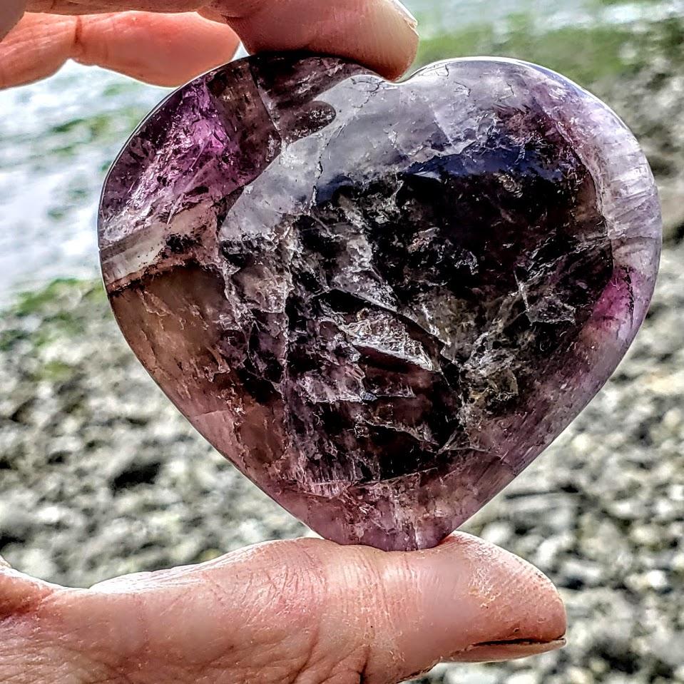 Fabulous Super 7 Love Heart Carving From Brazil #2 - Earth Family Crystals