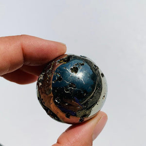 Uplifting Golden Sparkle Pyrite Geode Sphere From Peru #4 - Earth Family Crystals