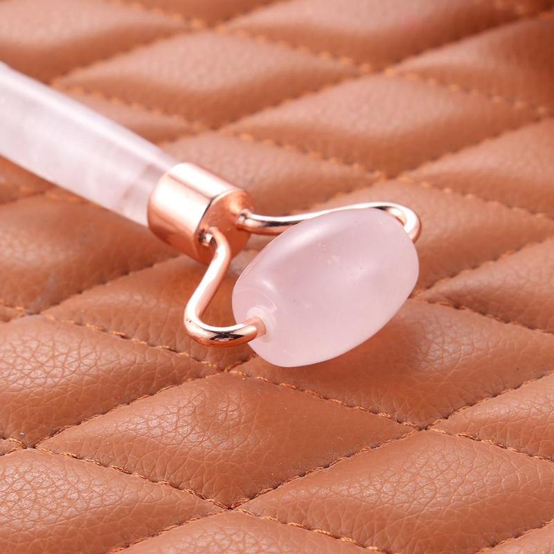 One Natural Rose Quartz Facial Massage Roller - Earth Family Crystals