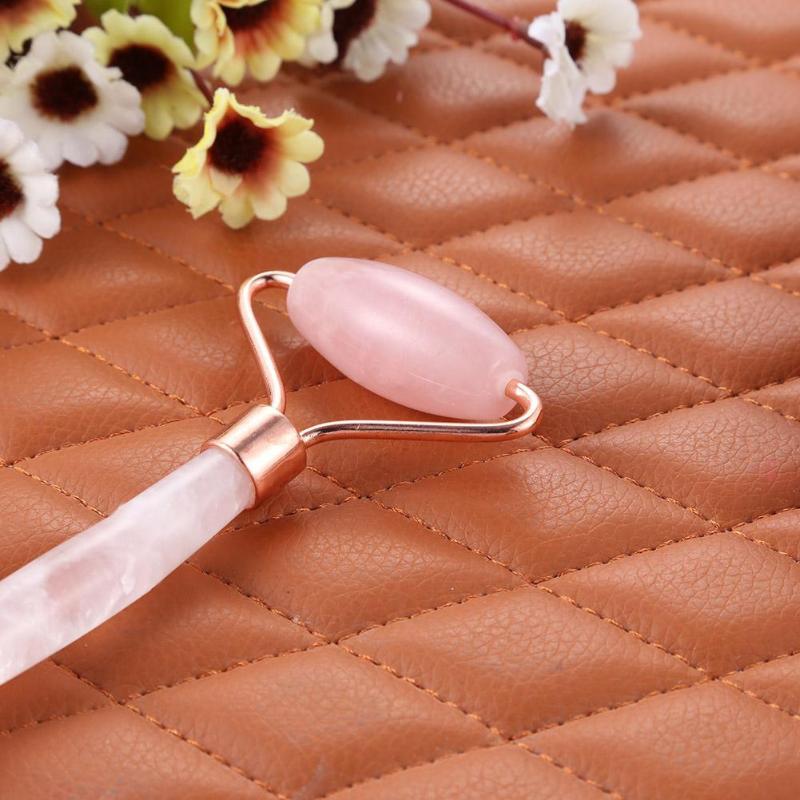 One Natural Rose Quartz Facial Massage Roller - Earth Family Crystals