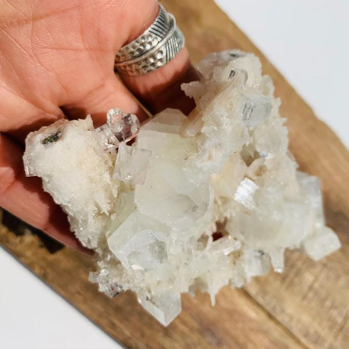 Unusual Clear Chalcedony  Points With Apophyllite & Heulandite Nestled Matrix From India - Earth Family Crystals