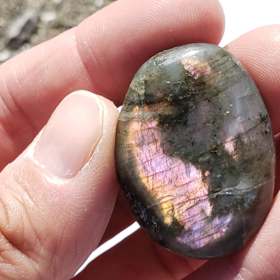 Pink & Purple Included Labradorite Small Palm Stone #3 - Earth Family Crystals