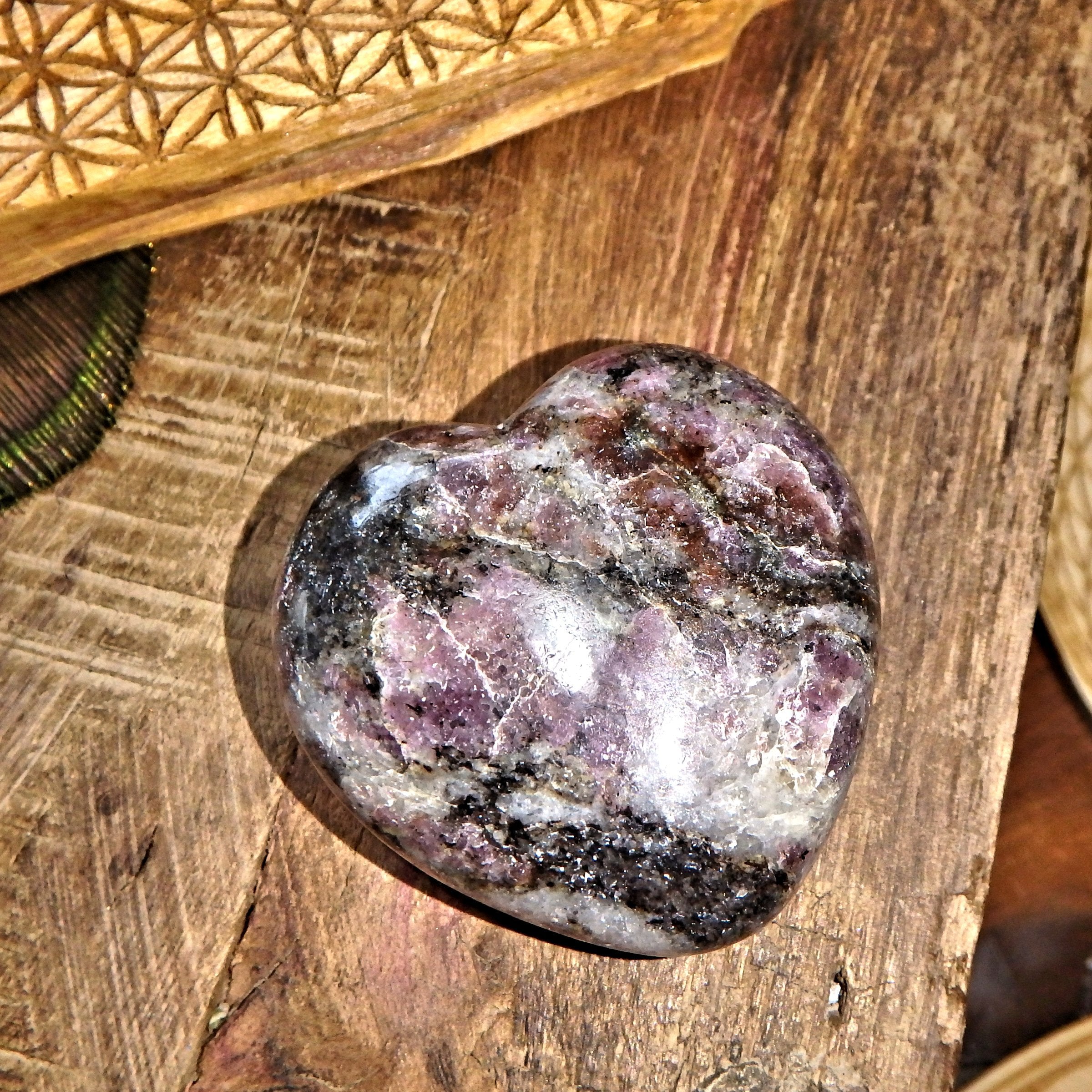 Rubellite & Milky Quartz Love Heart Carving   3