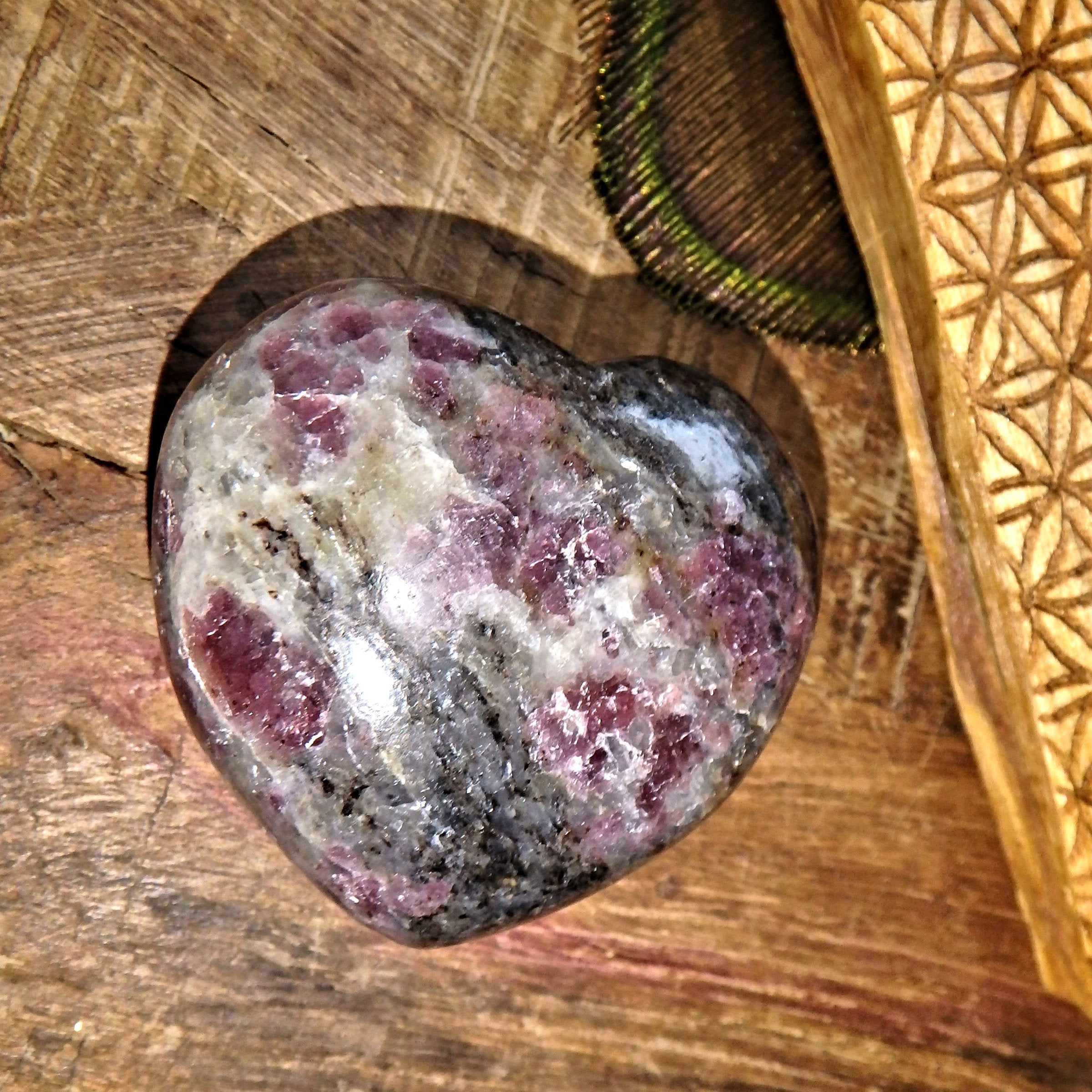 Rubellite & Milky Quartz Love Heart Carving 4