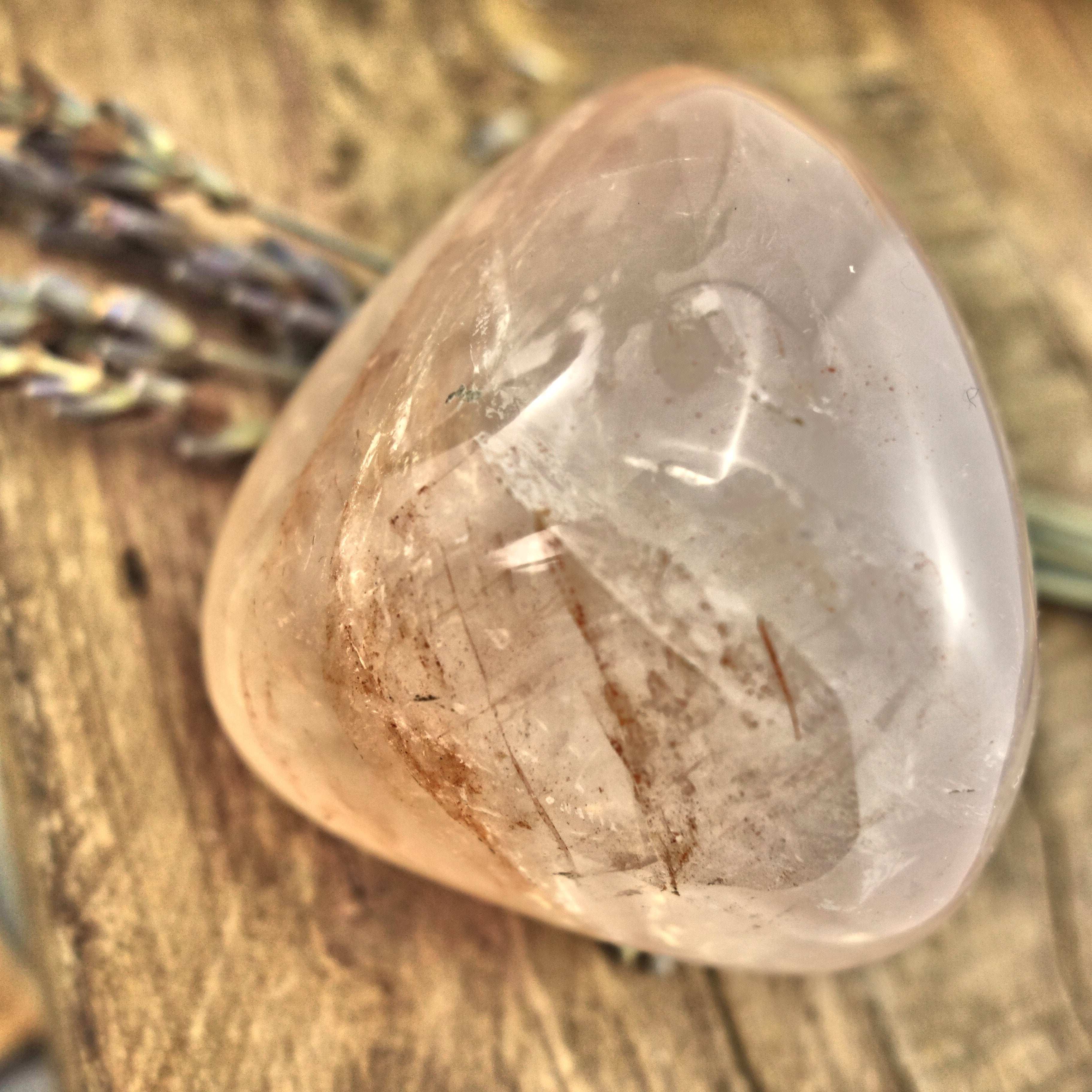 Optical Red Hematoid Quartz Palm Stone From Madagascar