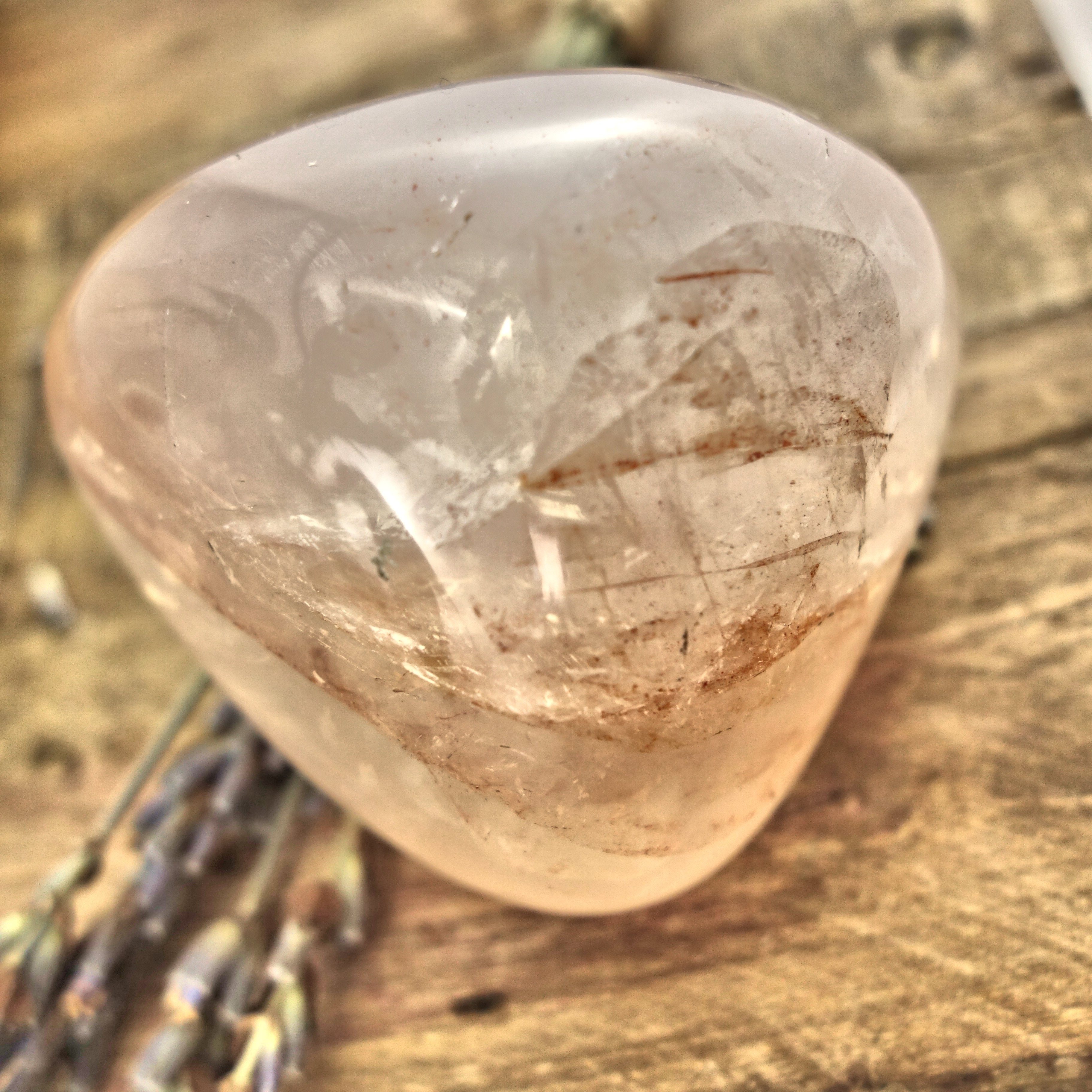 Optical Red Hematoid Quartz Palm Stone From Madagascar