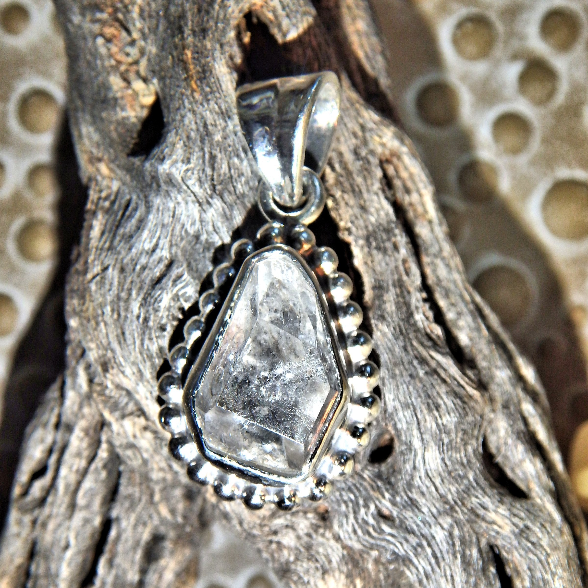 Purification Herkimer Diamond Dainty Pendant Sterling Silver (Includes Silver Chain)