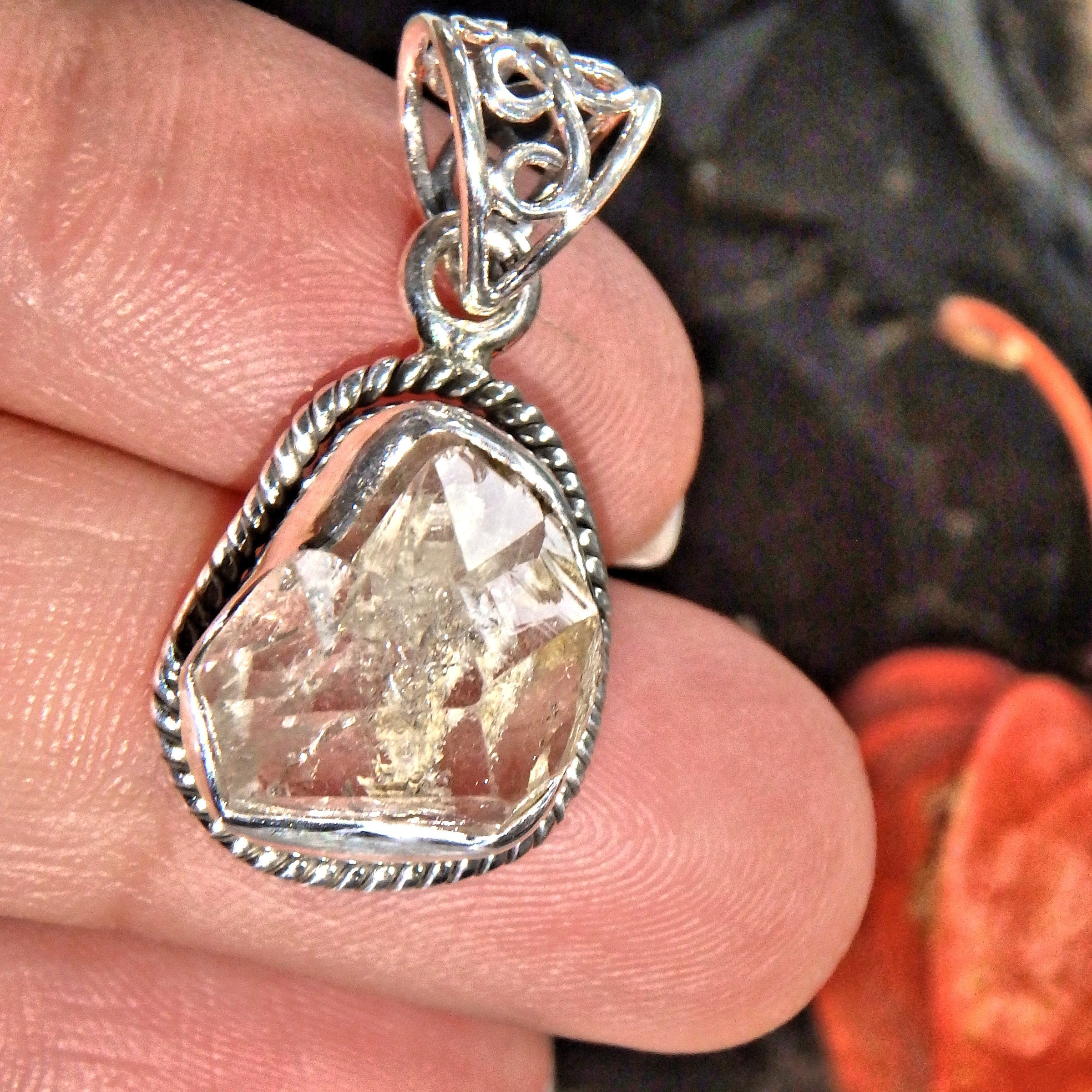 Reserved for Alesha D~ Brilliant Herkimer Diamond Pendant in Sterling Silver ( Includes Silver Chain) - Earth Family Crystals