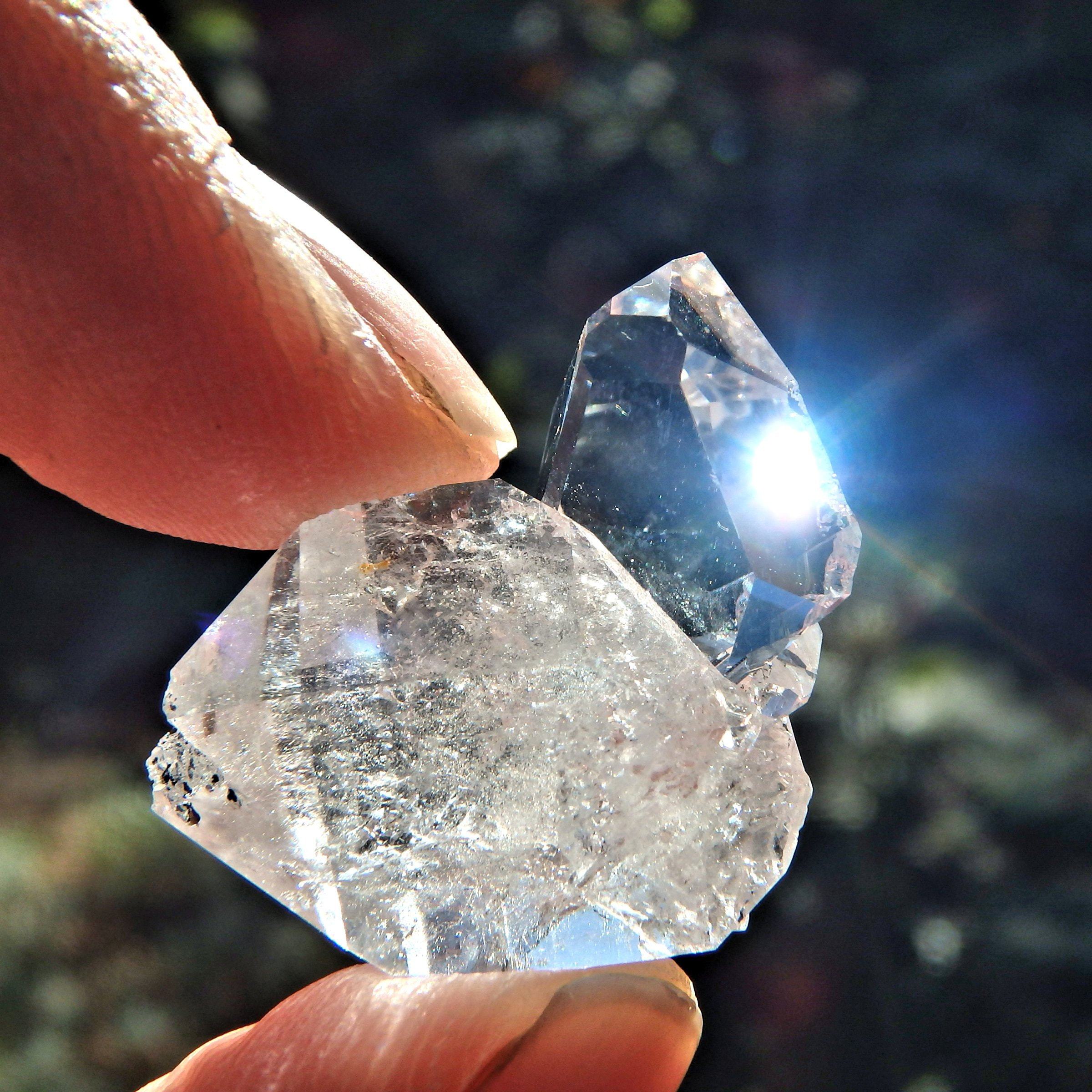 Cute Handheld NY Herkimer Diamond Dainty Cluster - Earth Family Crystals