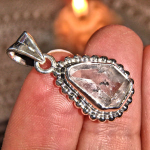 Purification Herkimer Diamond Dainty Pendant Sterling Silver (Includes Silver Chain)