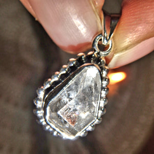 Purification Herkimer Diamond Dainty Pendant Sterling Silver (Includes Silver Chain)