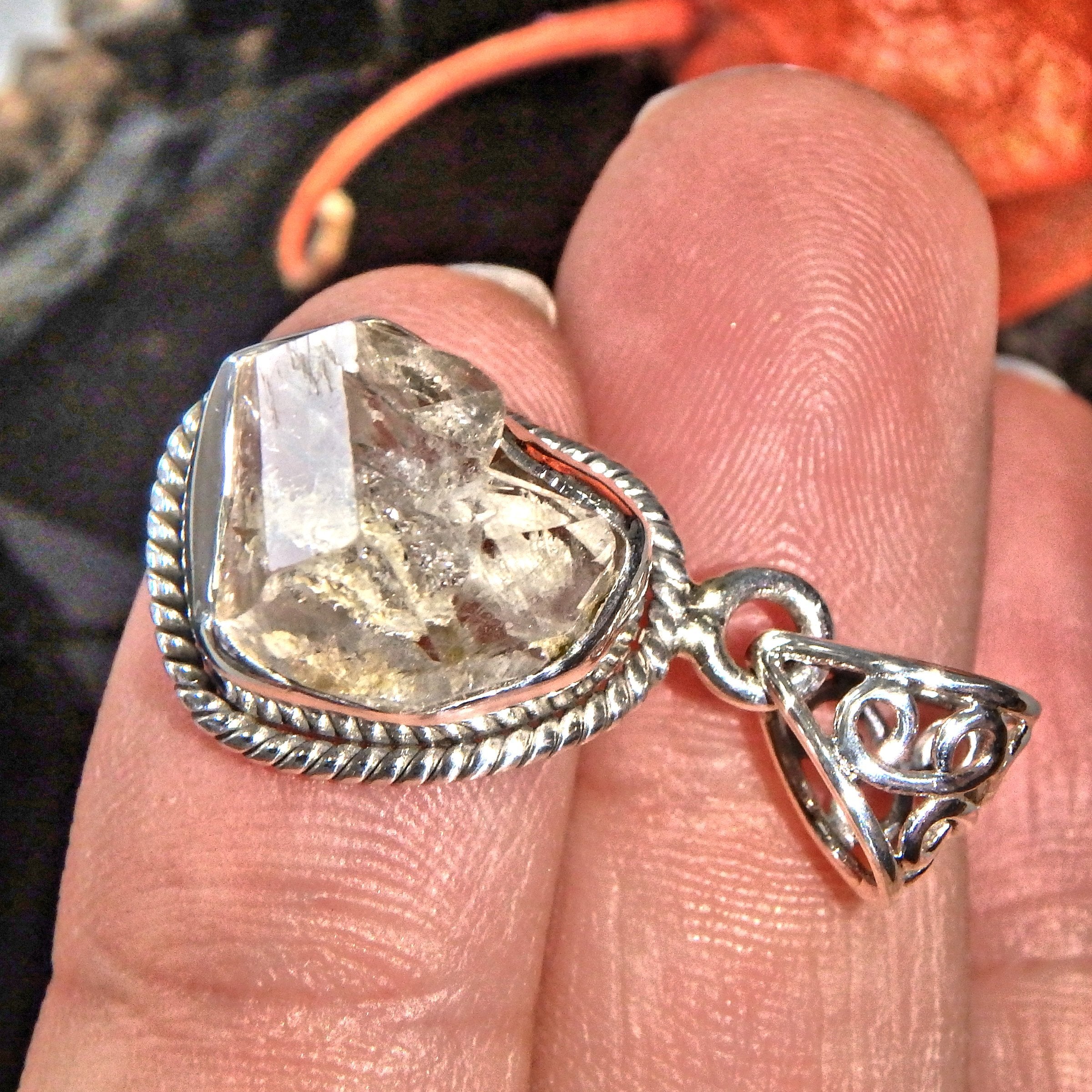 Reserved for Alesha D~ Brilliant Herkimer Diamond Pendant in Sterling Silver ( Includes Silver Chain) - Earth Family Crystals