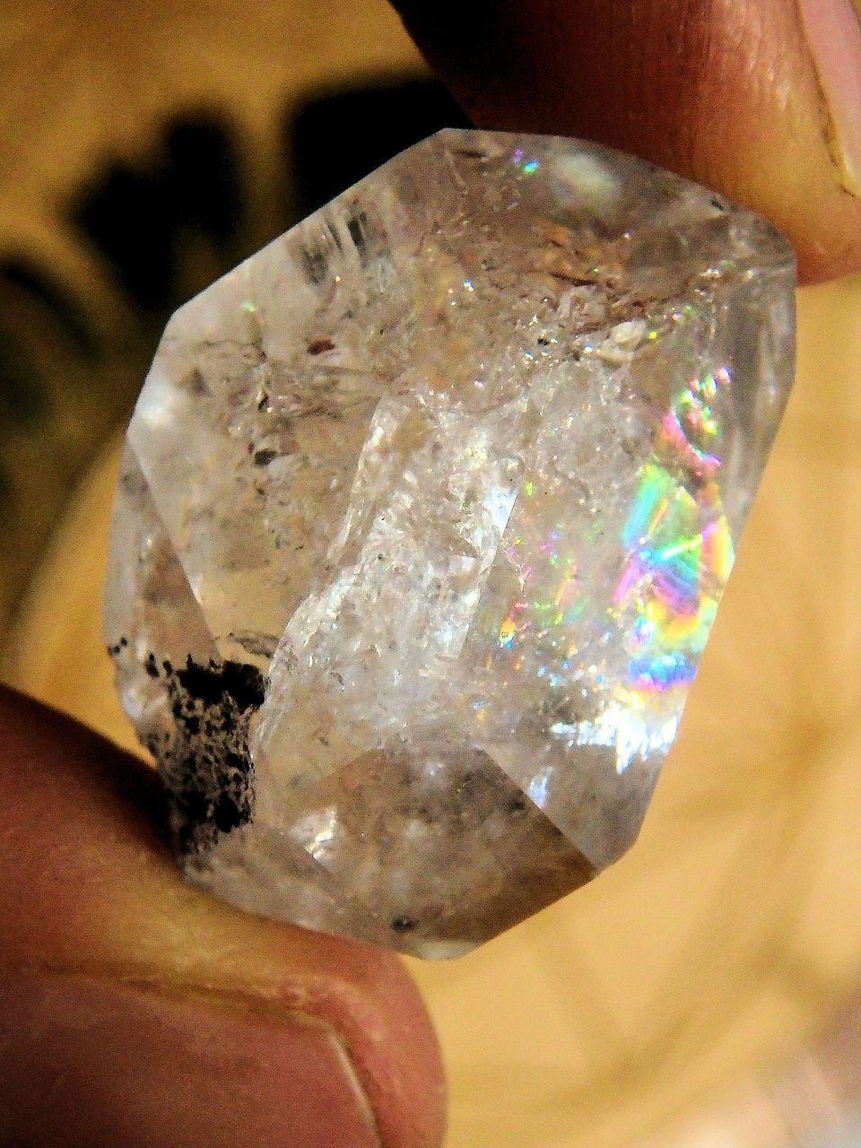 Brilliant Rainbows NY Herkimer Diamond Hand Held Specimen - Earth Family Crystals