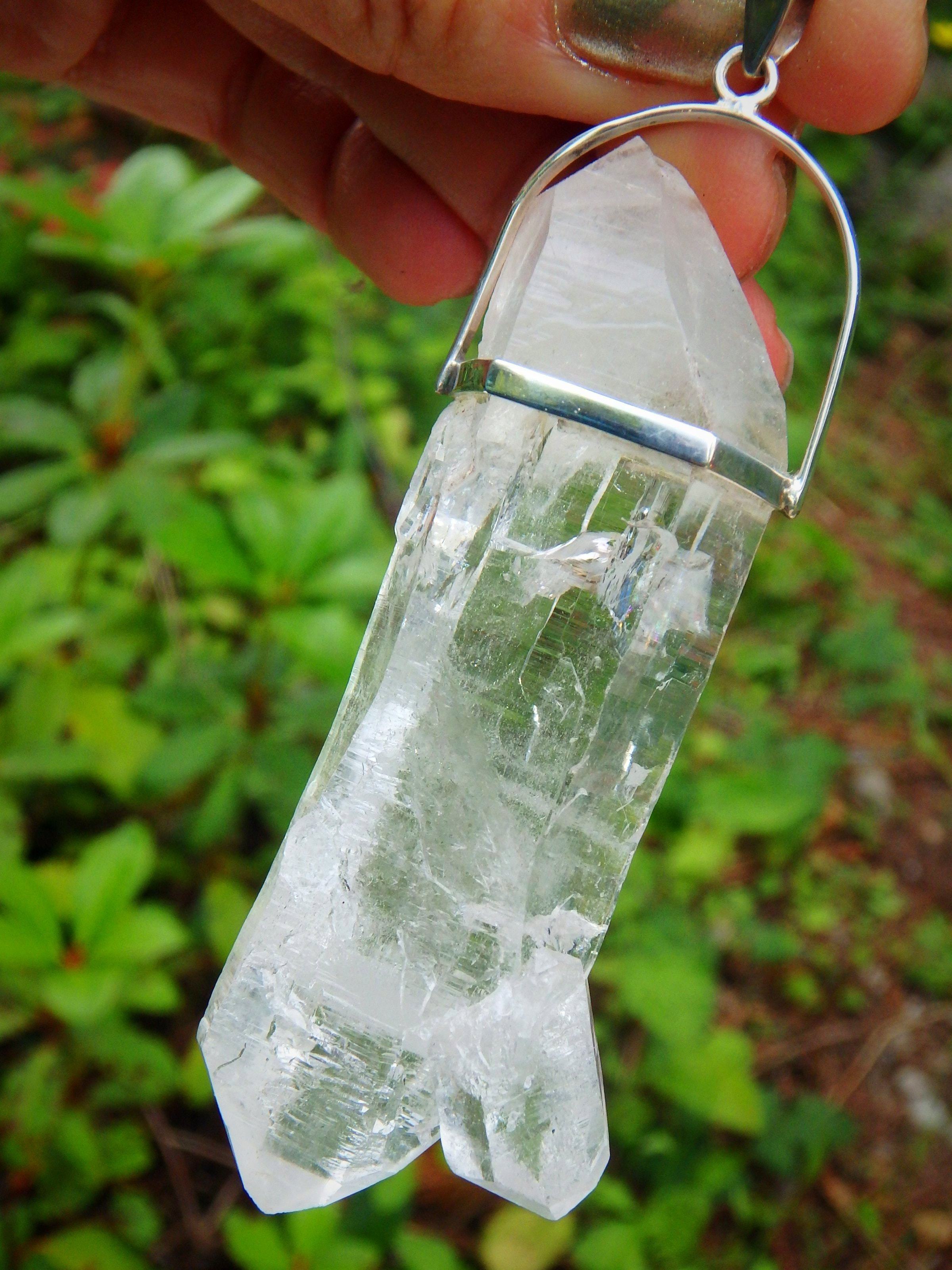 Chunky Statement Piece~DT Natural Himalayan Quartz Pendant With Baby Points & Self Healing In Sterling Silver (Includes Silver Chain) - Earth Family Crystals
