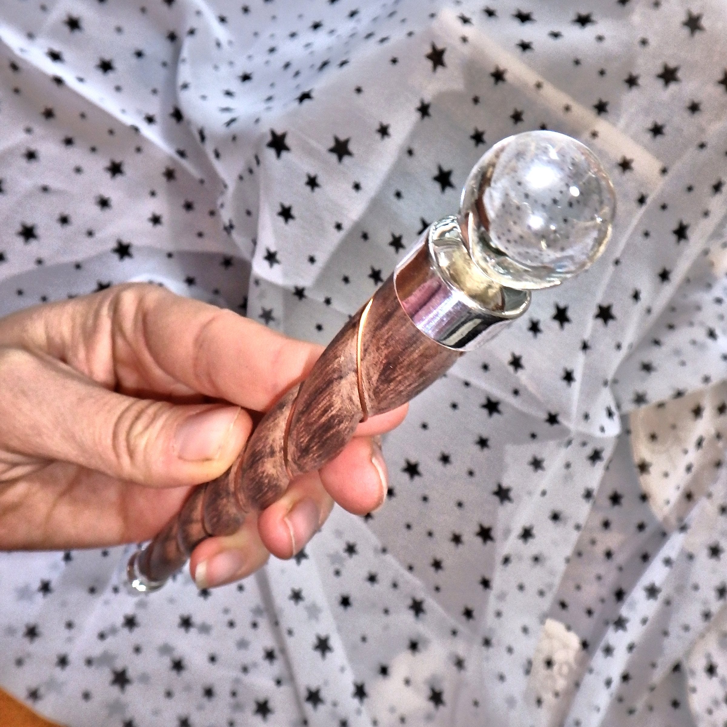 Rose Wood & Himalayan Quartz Copper Wire Wrapped Healing Wand - Earth Family Crystals