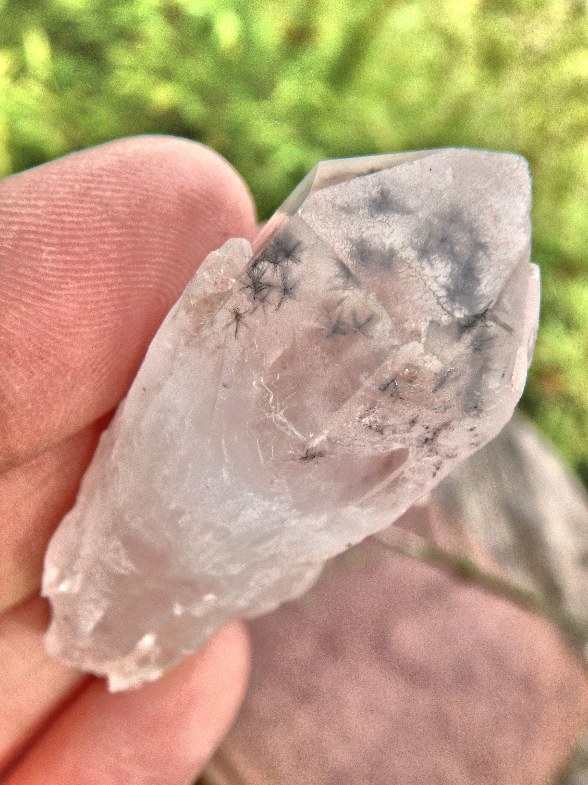 Bursts of Star Hollandite Elestial Quartz Point From Madagascar - Earth Family Crystals