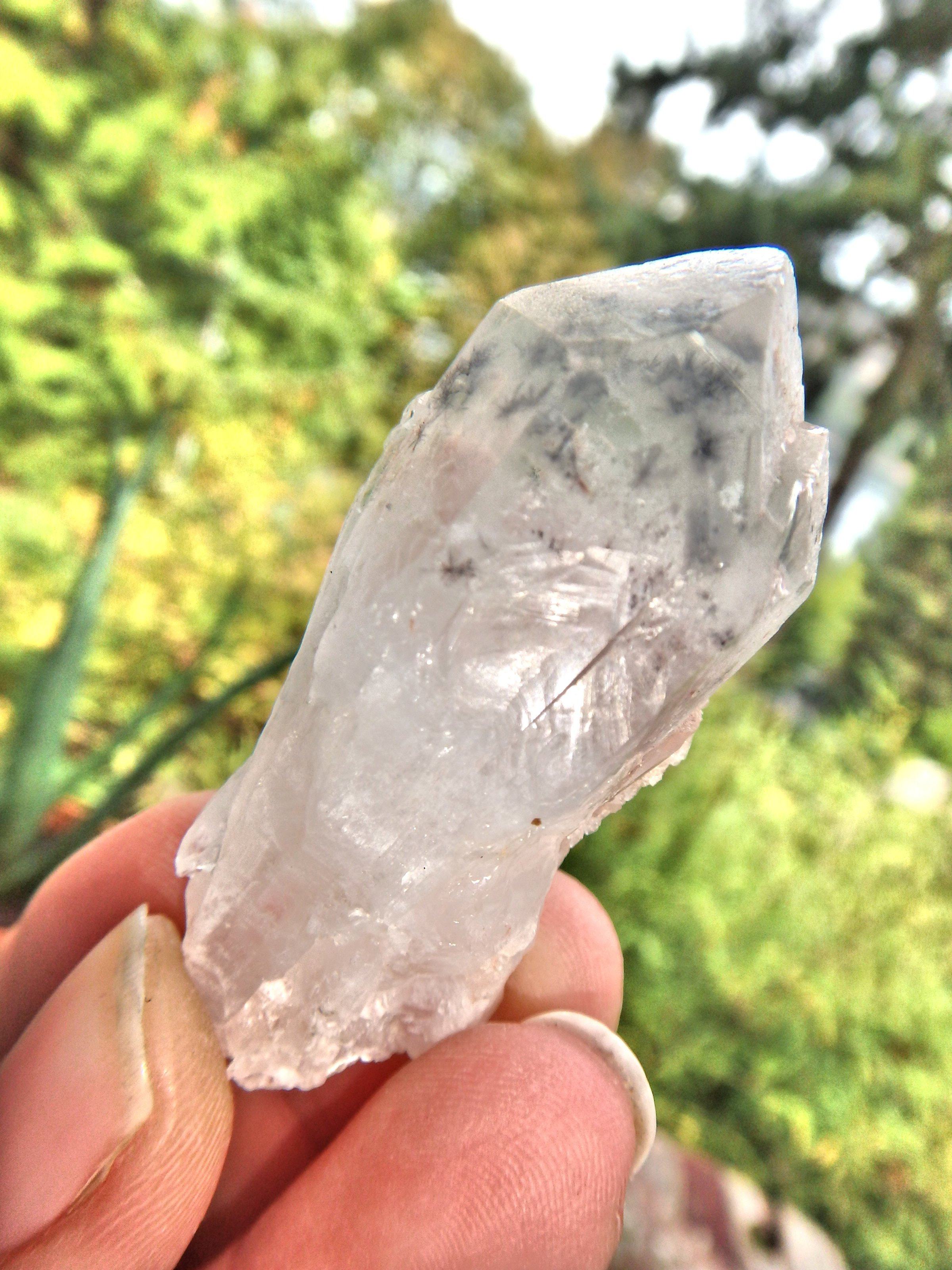 Bursts of Star Hollandite Elestial Quartz Point From Madagascar - Earth Family Crystals