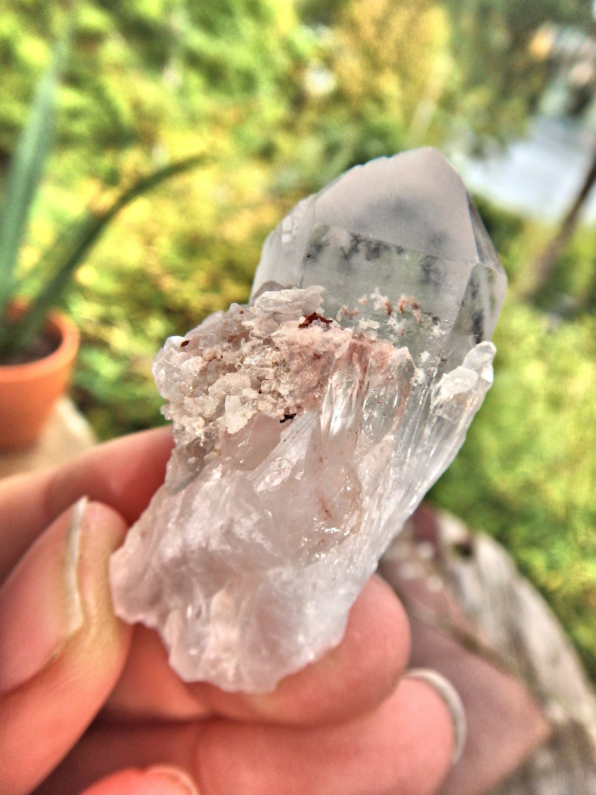Bursts of Star Hollandite Elestial Quartz Point From Madagascar - Earth Family Crystals