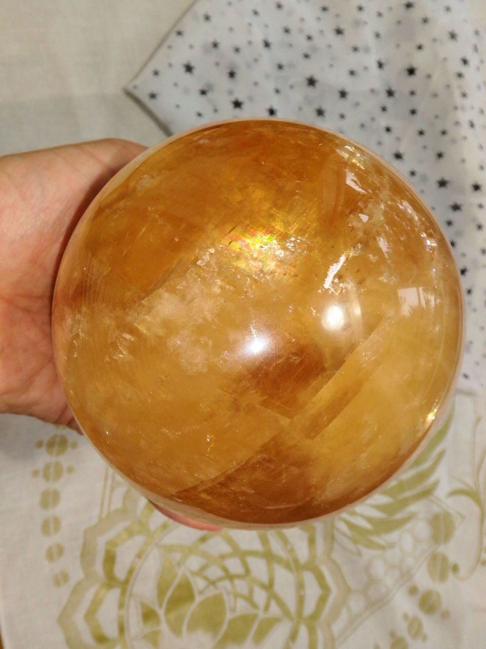 XXL Breathtaking Golden Sunshine Honey Calcite Sphere - Earth Family Crystals