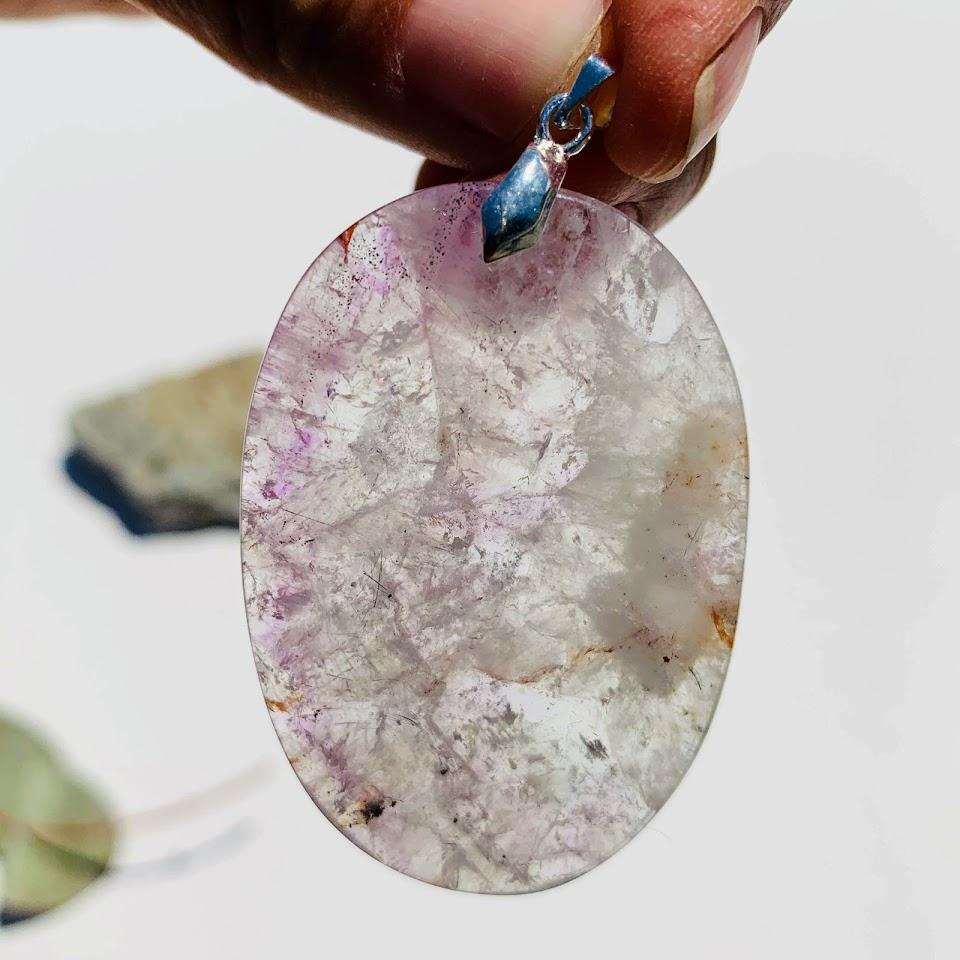 Genuine Polished Auralite-23 Chunky Reiki Pendant (Includes Silver Chain) #2 - Earth Family Crystals