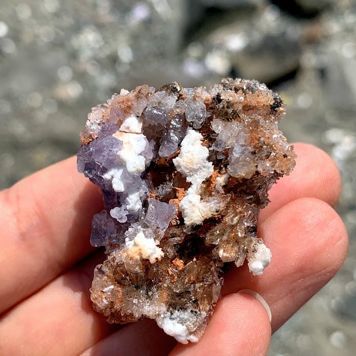 Extreme Shimmer Orange Creedite  & Raw Fluorite Natural Specimen from Mexico - Earth Family Crystals