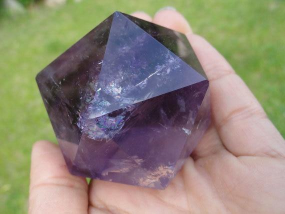 AMETHYST ICOSOHEDRON Sacred Geometry Shape - Earth Family Crystals