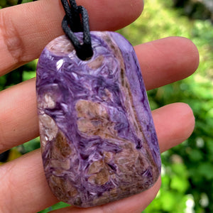 Stunning Silky Purple Patterns Charoite On Adjustable Cotton Cord #3 - Earth Family Crystals