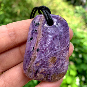 Stunning Silky Purple Patterns Charoite On Adjustable Cotton Cord #3 - Earth Family Crystals