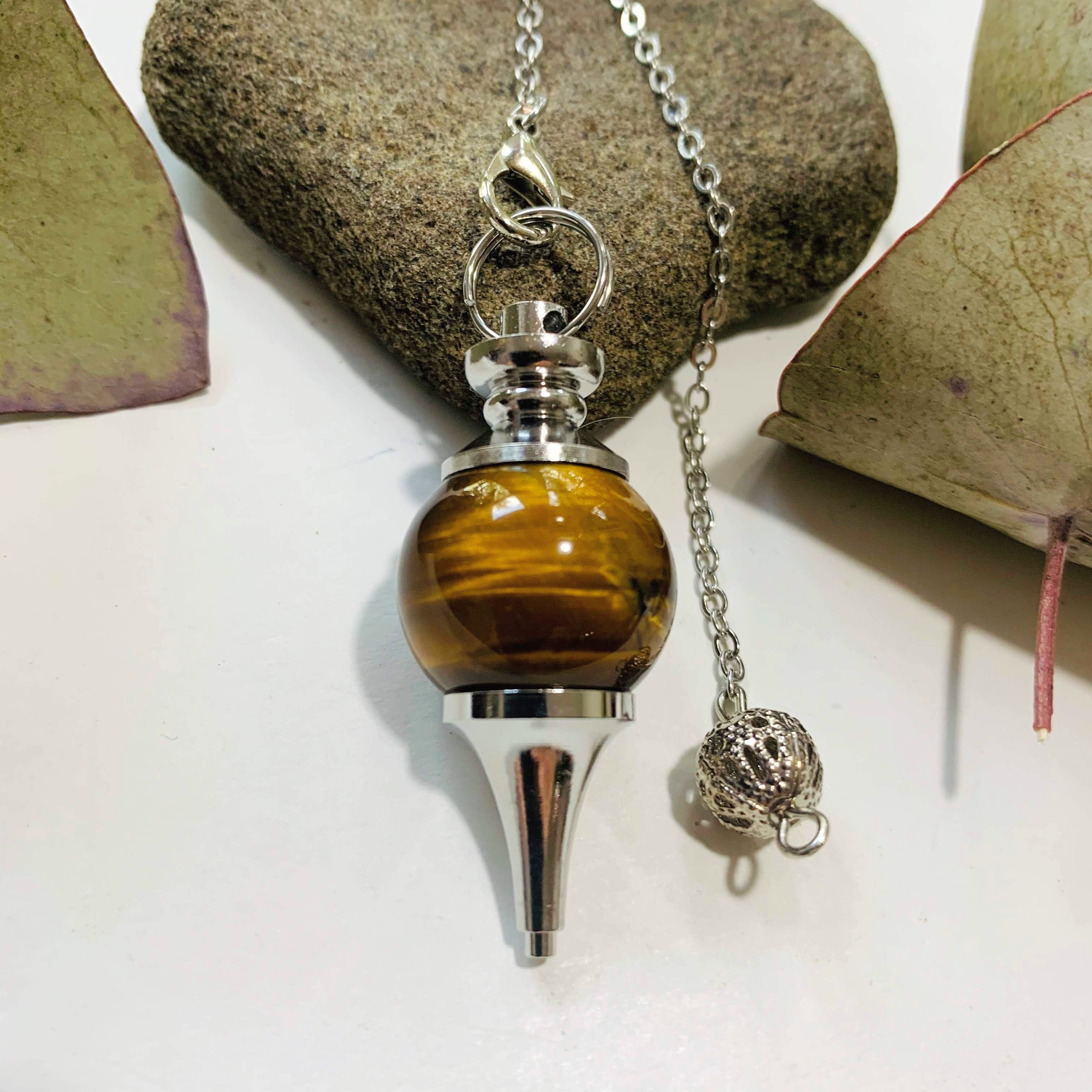 Golden Glow Sphere Shaped Tiger Eye Pendulum - Earth Family Crystals