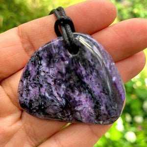 Stunning Silky Purple Patterns Charoite On Adjustable Cotton Cord #5 - Earth Family Crystals