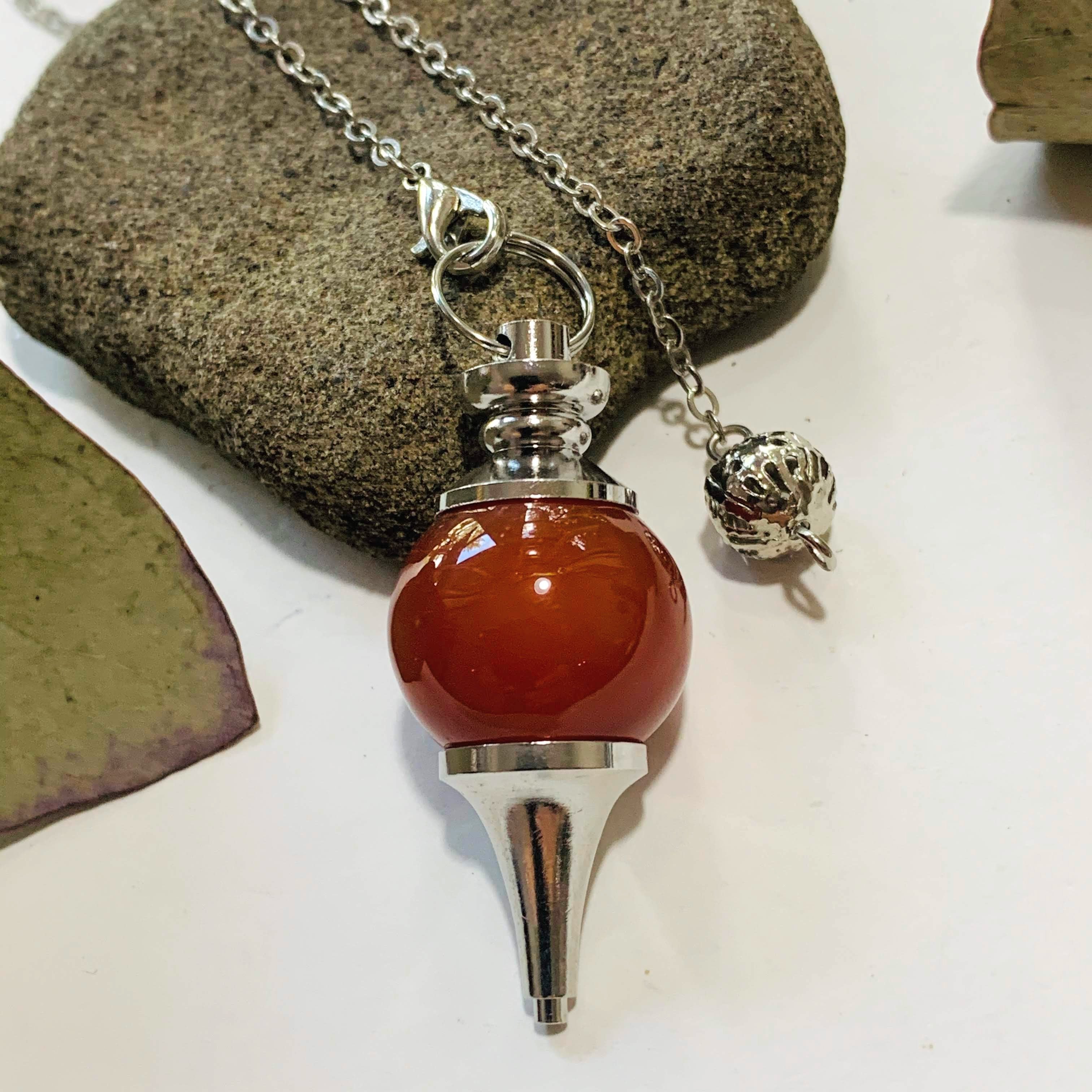 Deep Orange Carnelian Pendulum With Detachable Cord - Earth Family Crystals